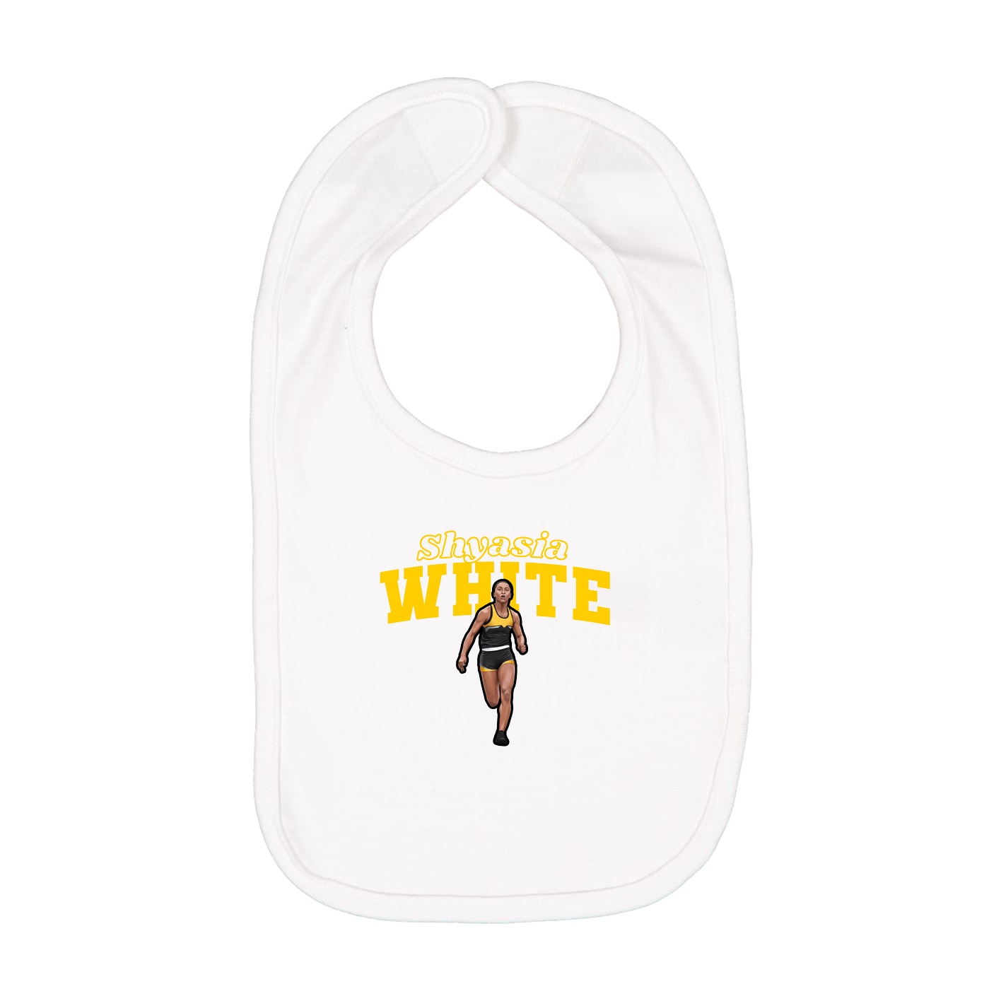 Infant Bib — Name Arch in White