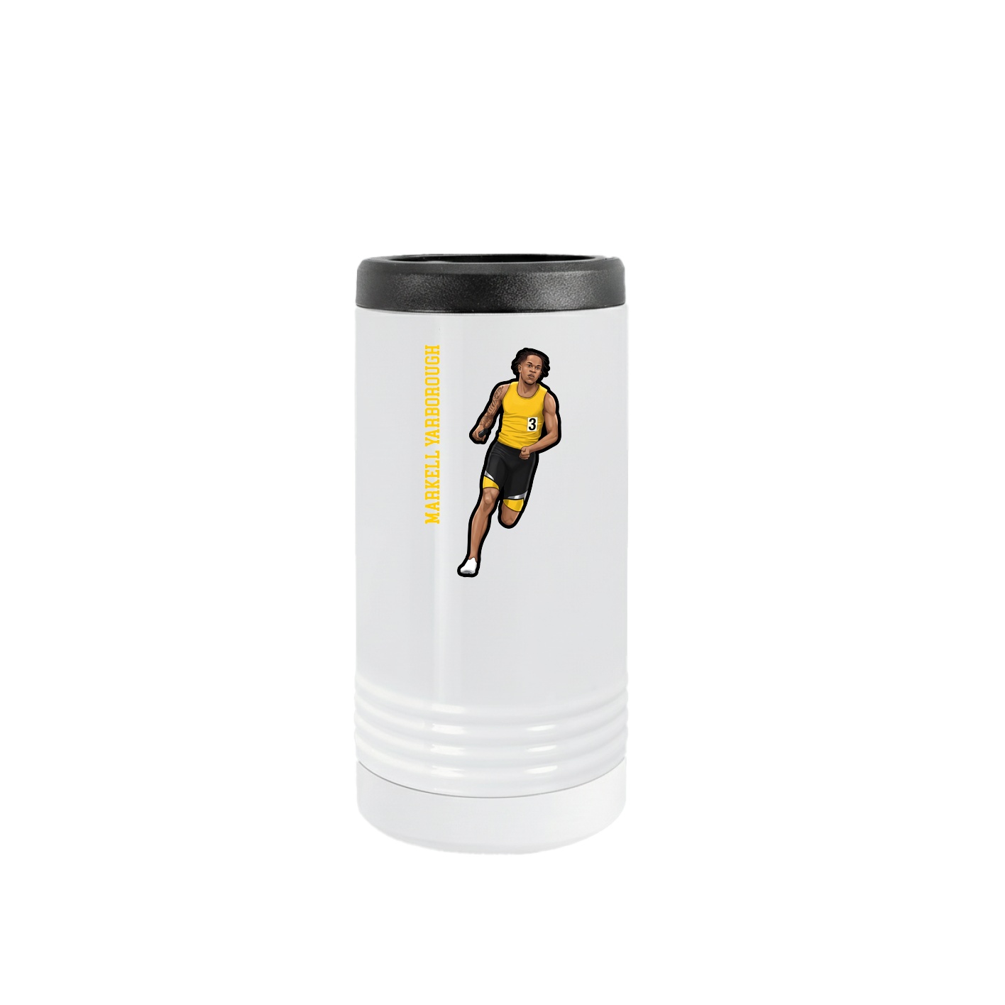 Slim Beverage Holder — Name Vertical in White