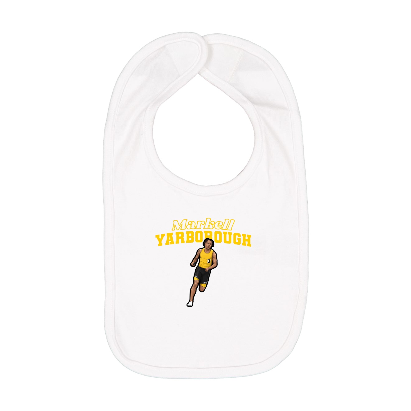 Infant Bib — Name Arch in White