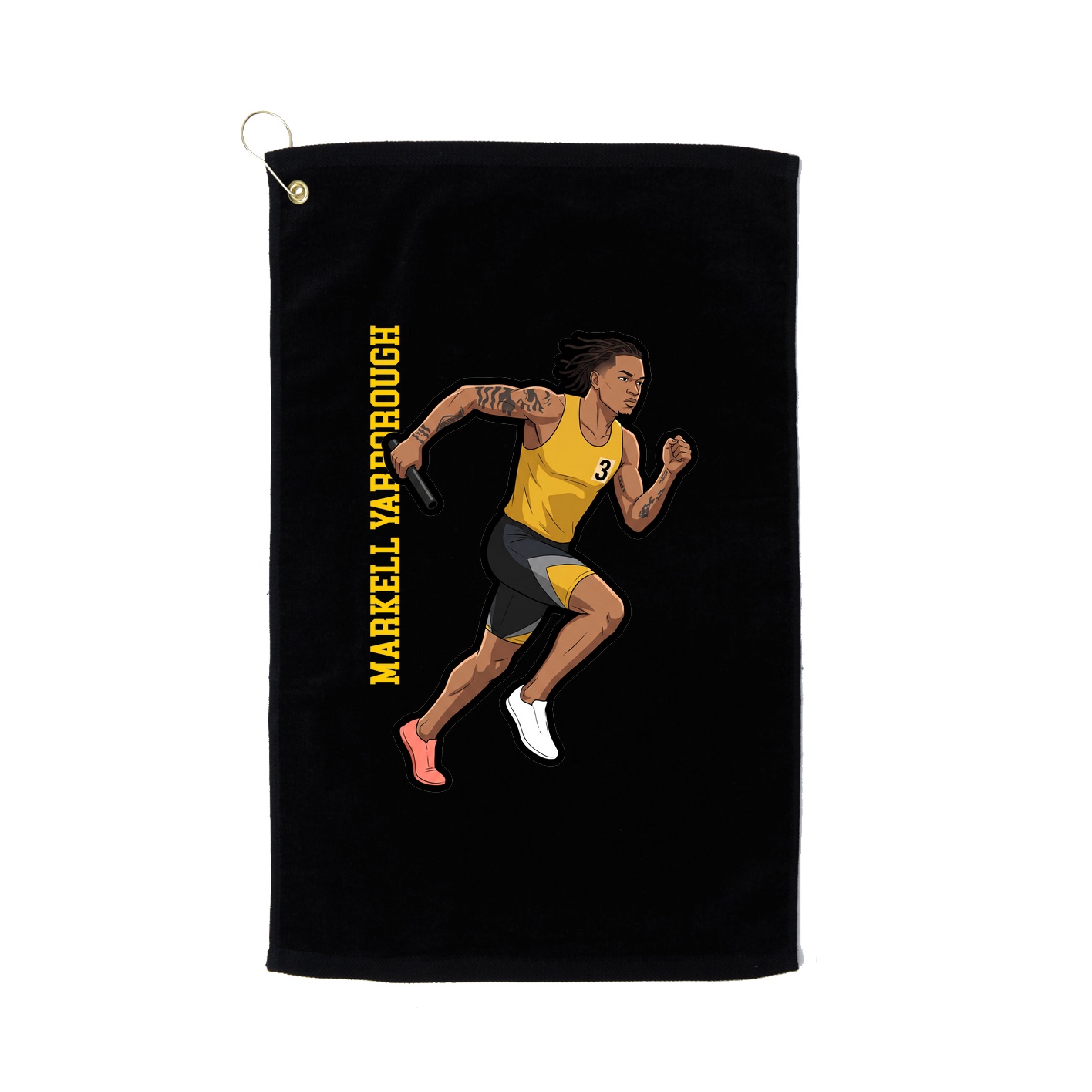 Golf Towel — Name Vertical in Black