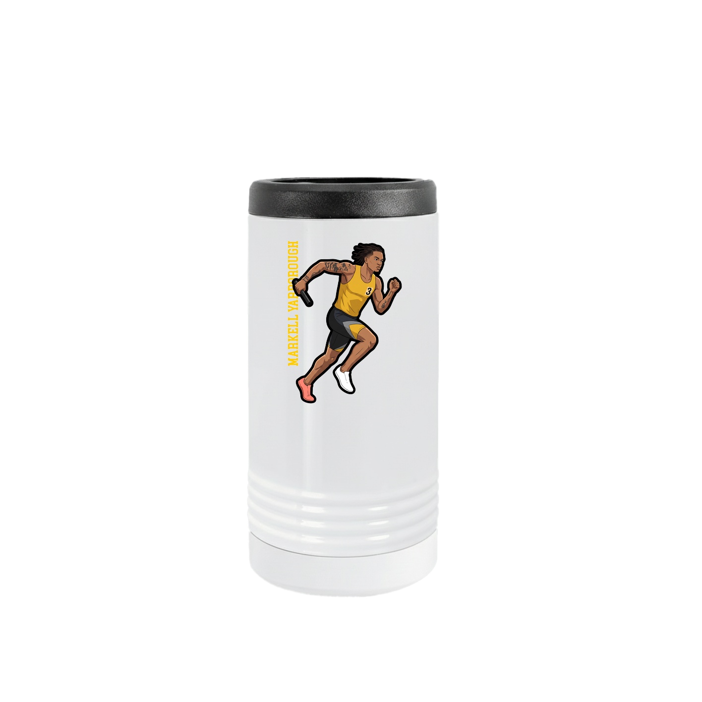 Slim Beverage Holder — Name Vertical in White