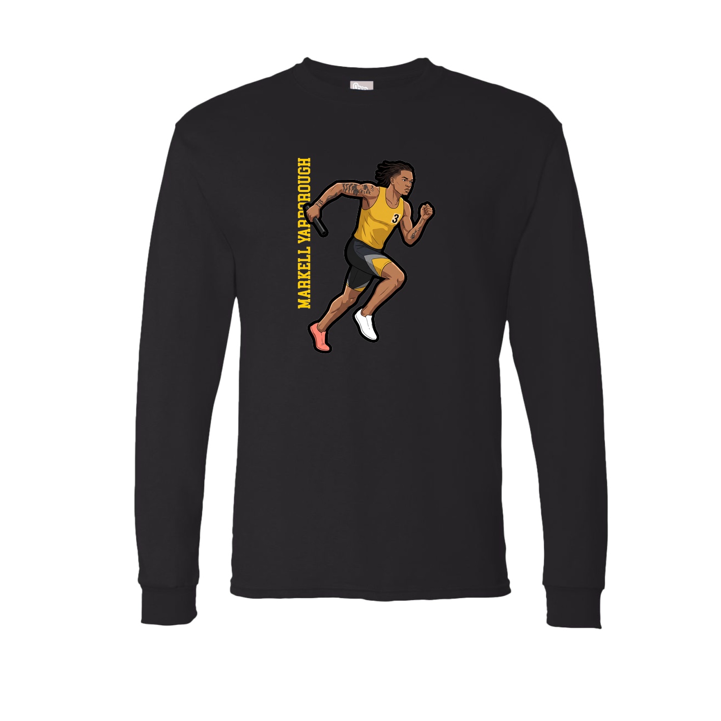 Long Sleeve Tee — Name Vertical in Black