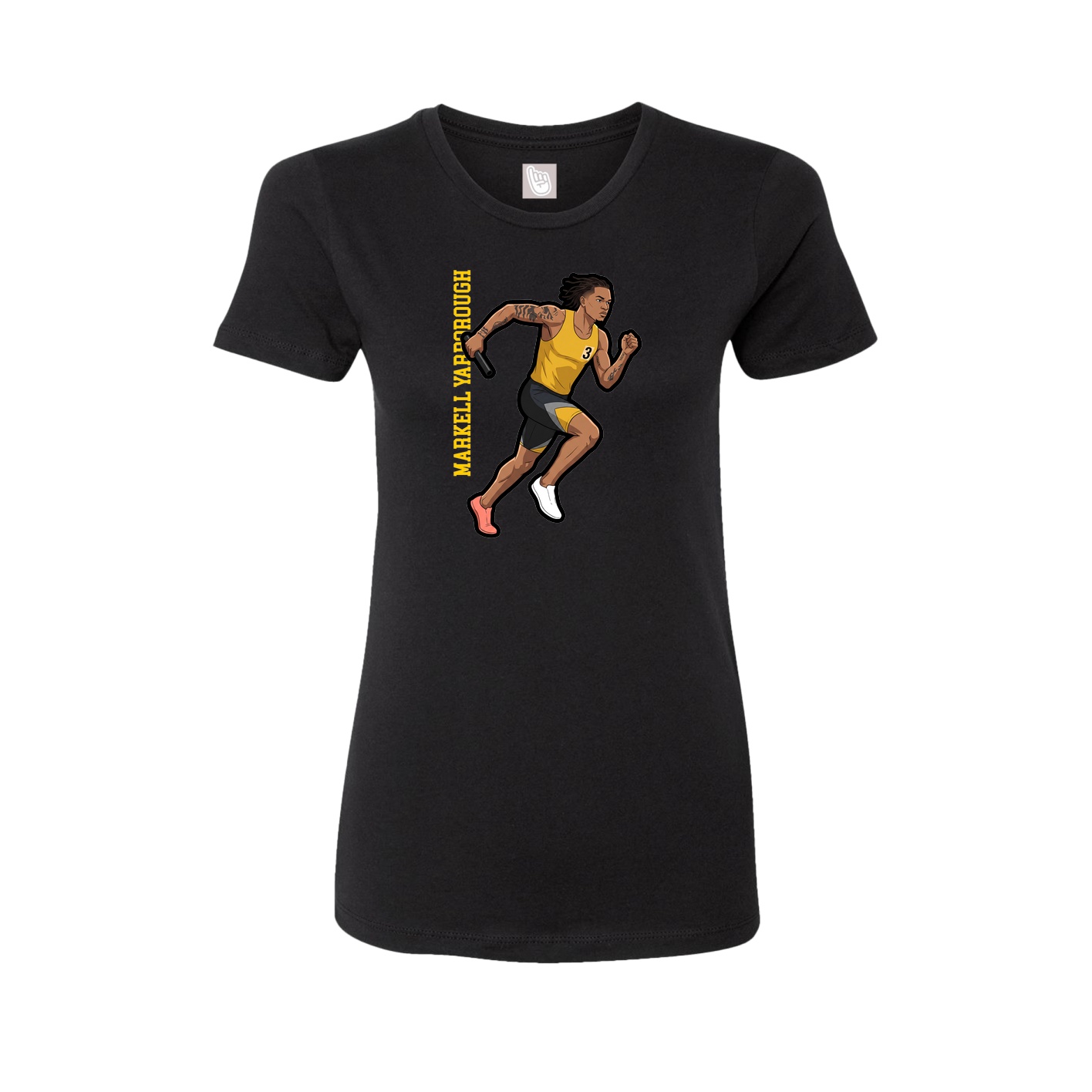 Womens Tee — Name Vertical in Black
