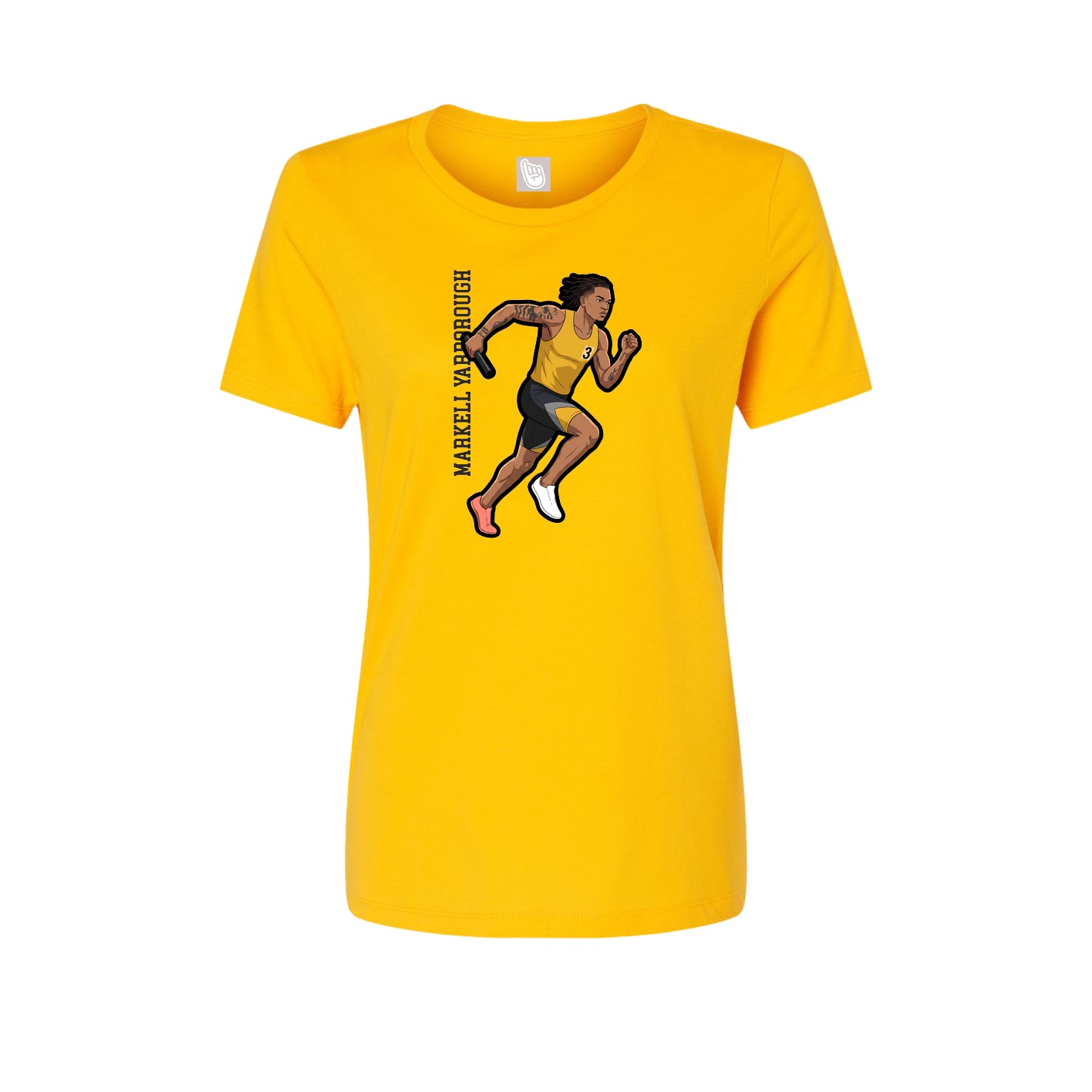 Womens Tee — Name Vertical in Gold