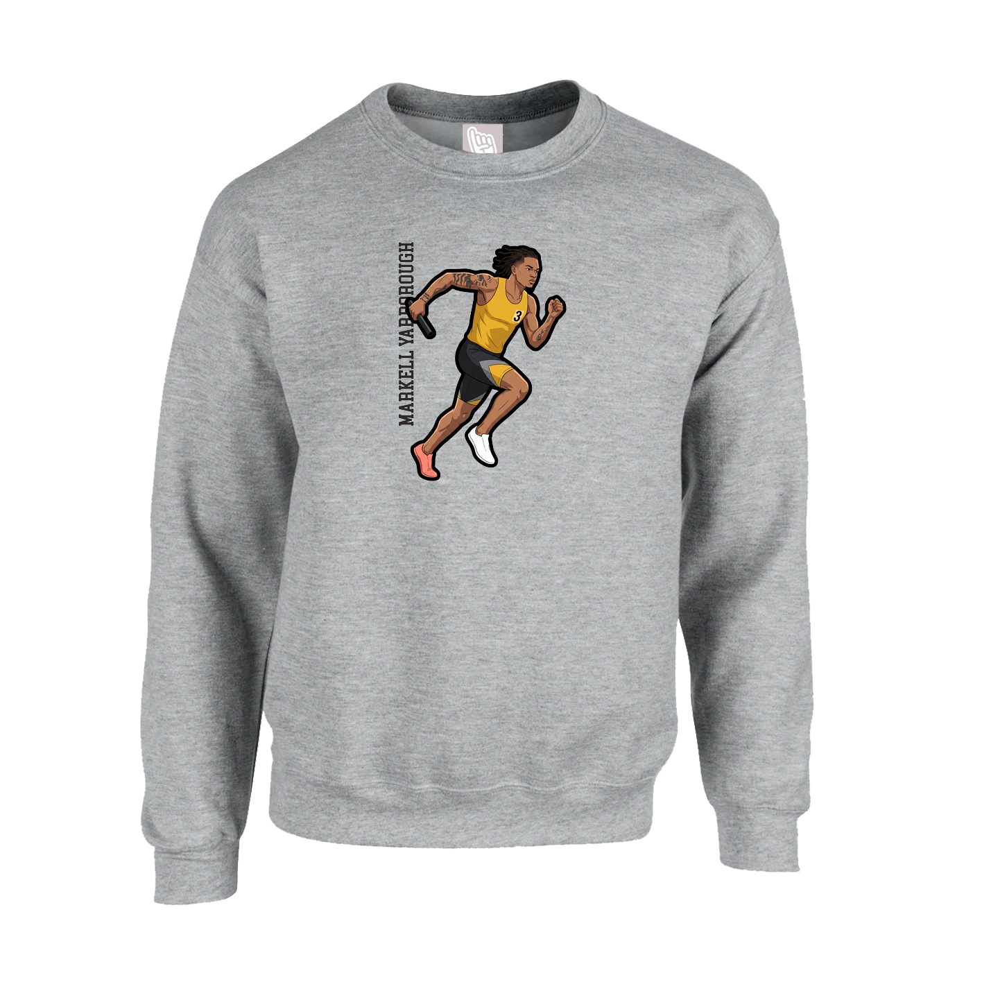 Fleece Crew — Name Vertical in Grey