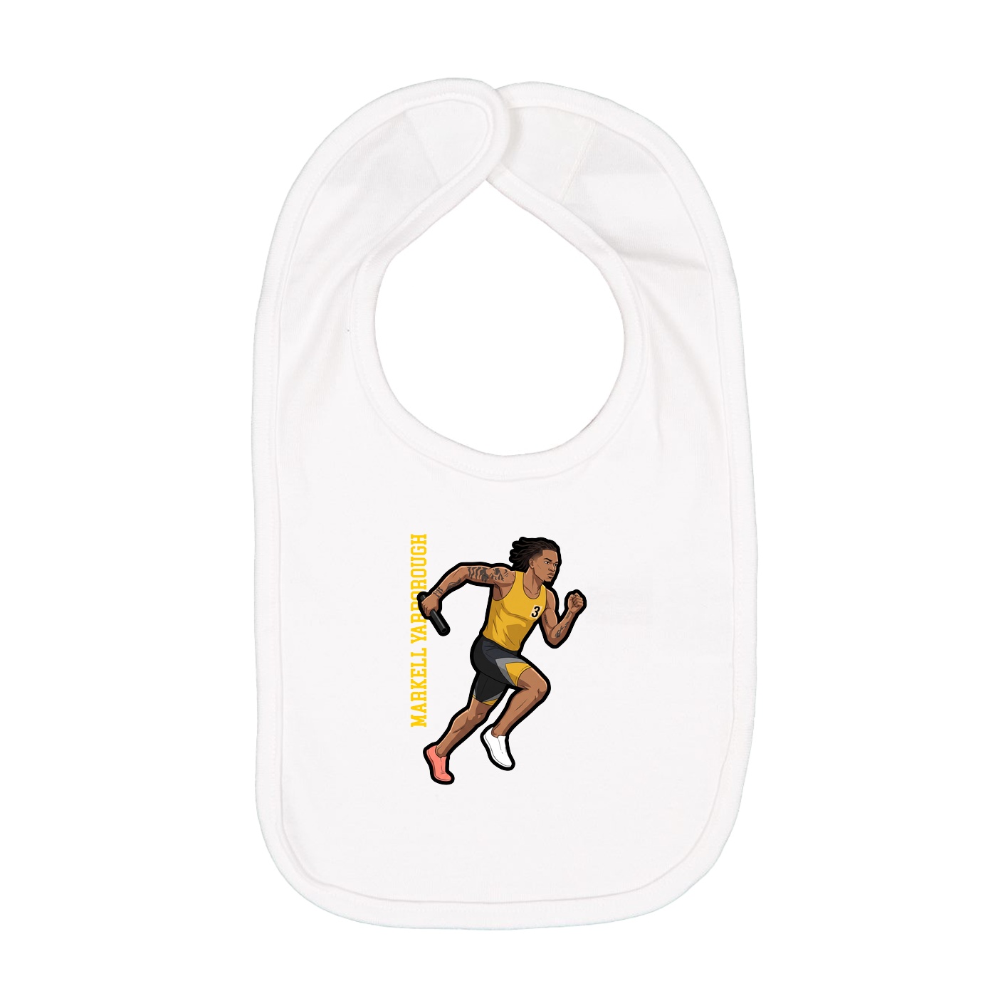 Infant Bib — Name Vertical in White