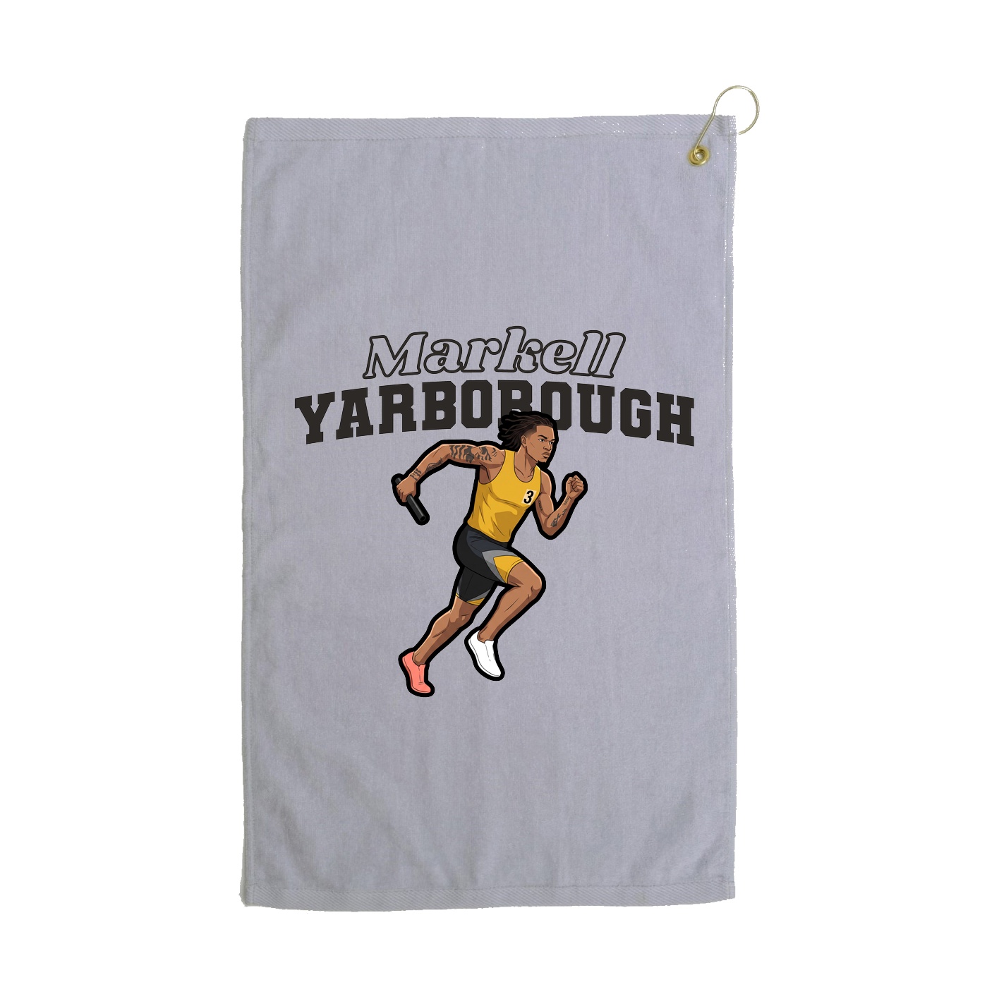 Golf Towel — Name Arch in Grey