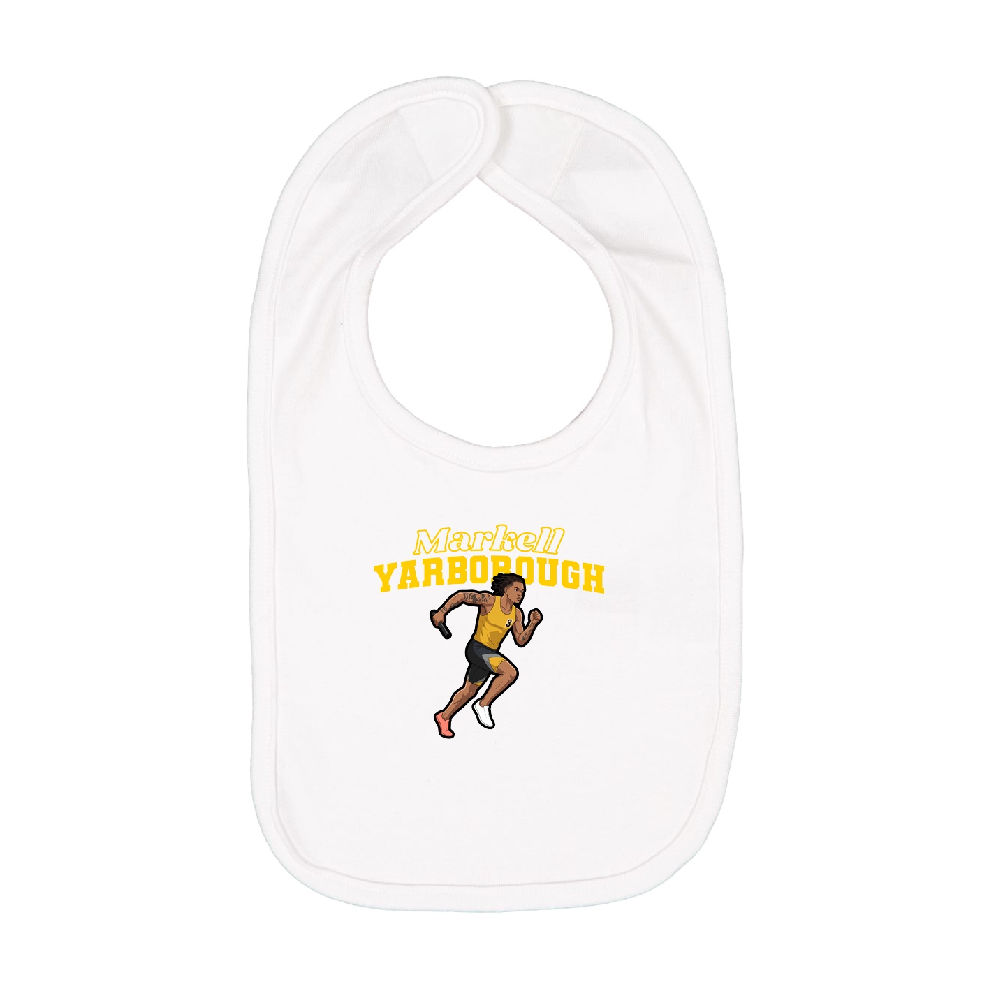 Infant Bib — Name Arch in White