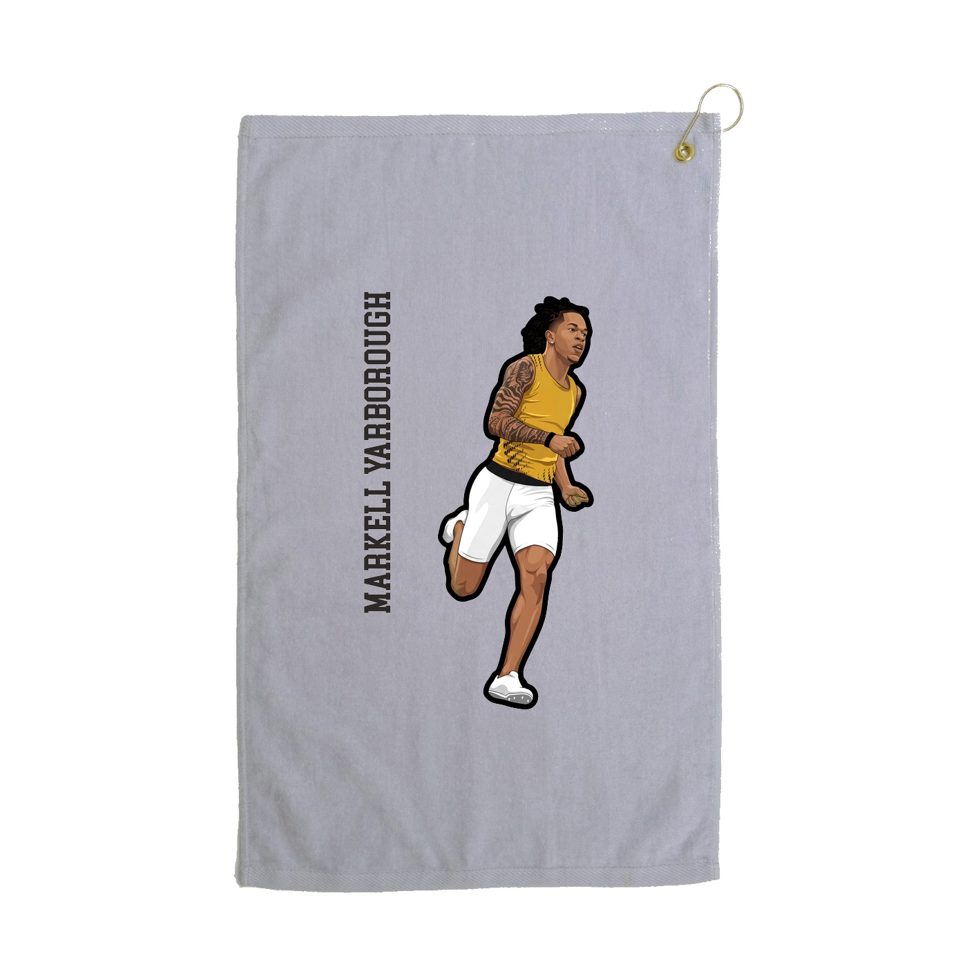 Golf Towel — Name Vertical in Grey