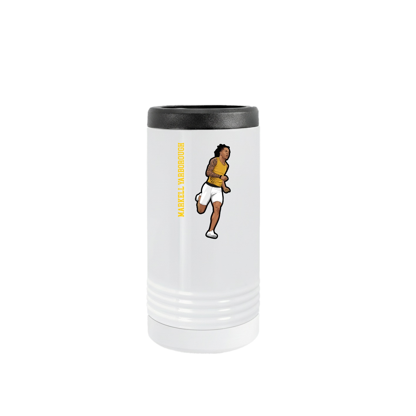 Slim Beverage Holder — Name Vertical in White