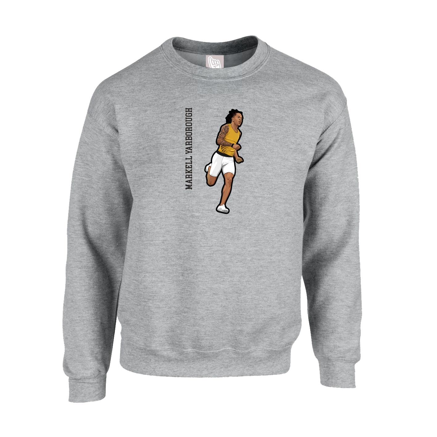 Fleece Crew — Name Vertical in Grey