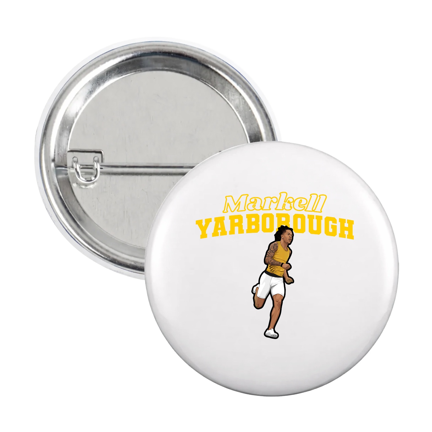 Game Day Button — Name Arch in White