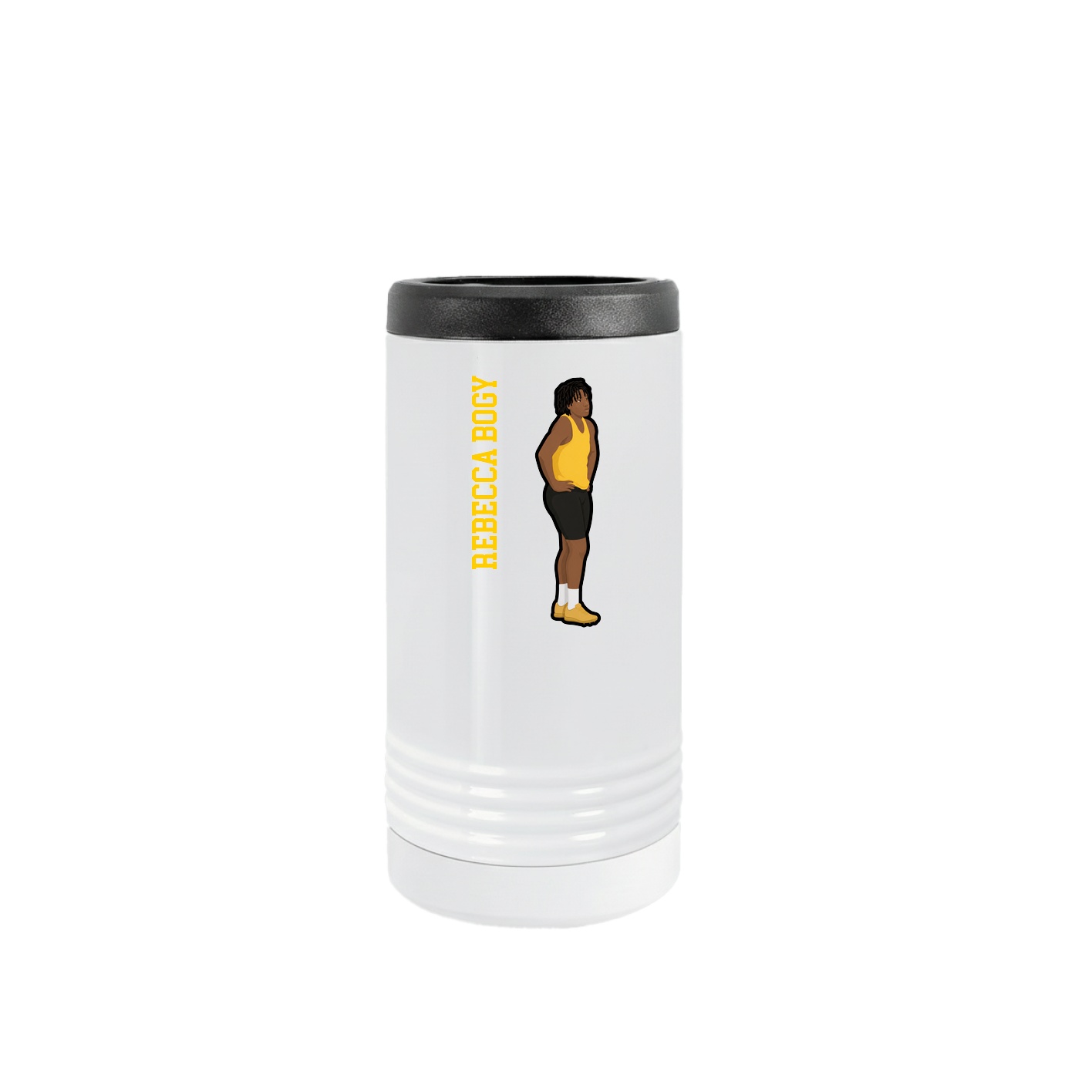 Slim Beverage Holder — Name Vertical in White