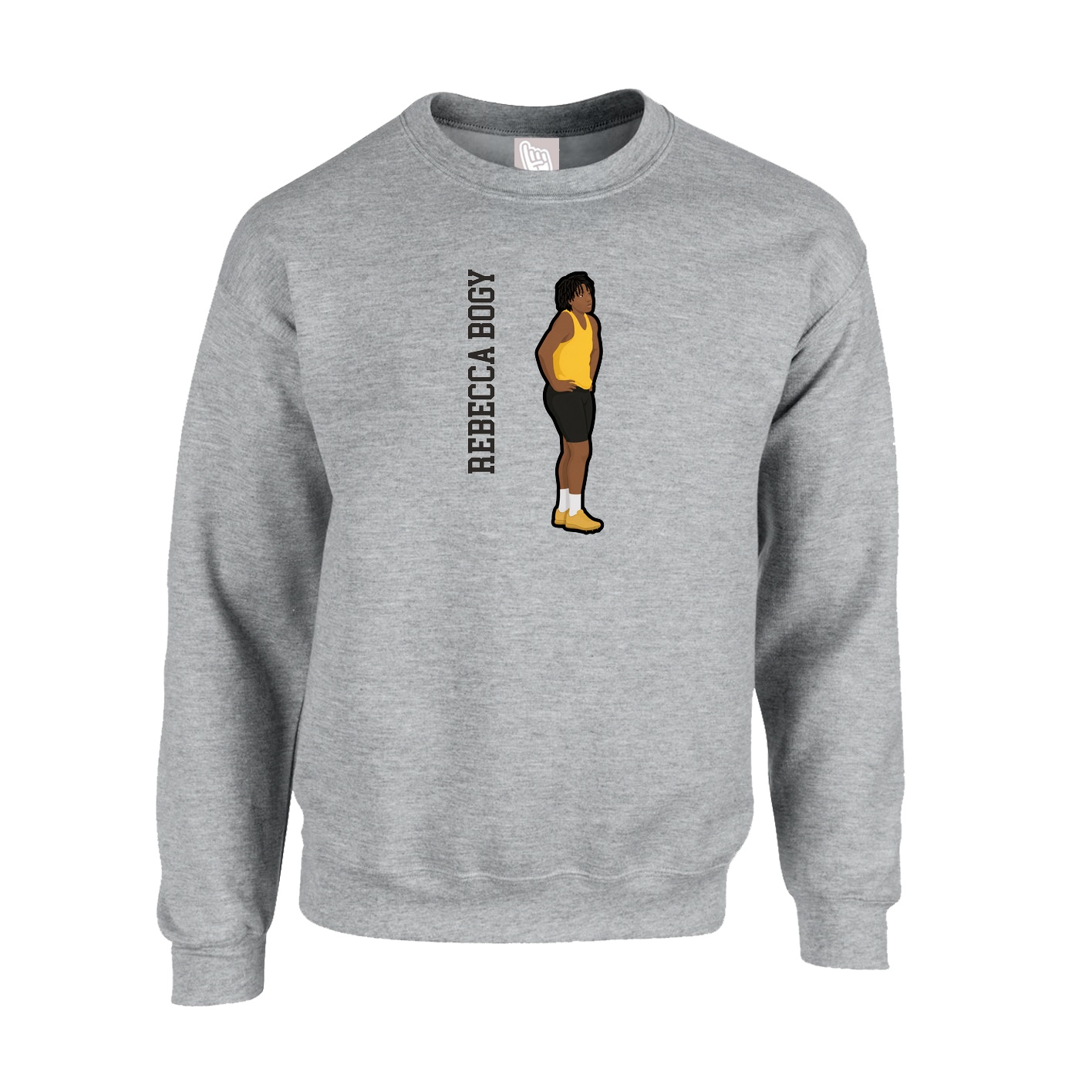Fleece Crew — Name Vertical in Grey