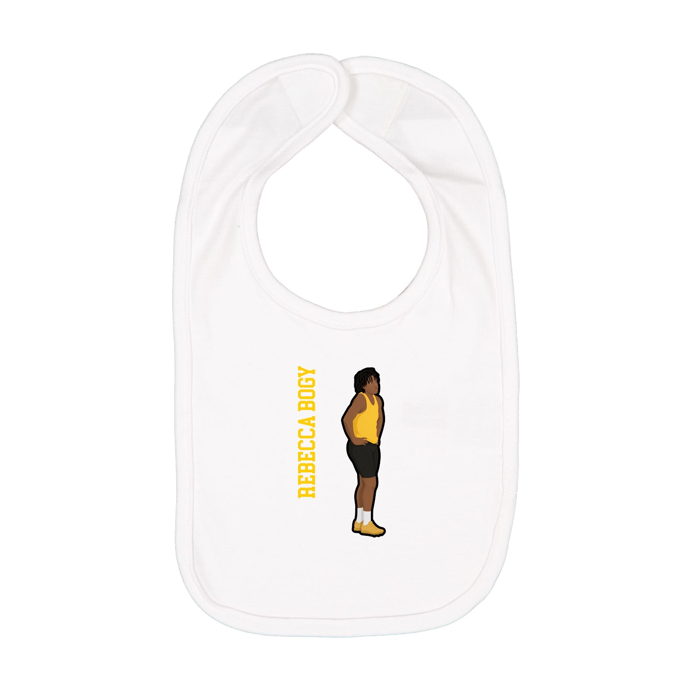 Infant Bib — Name Vertical in White