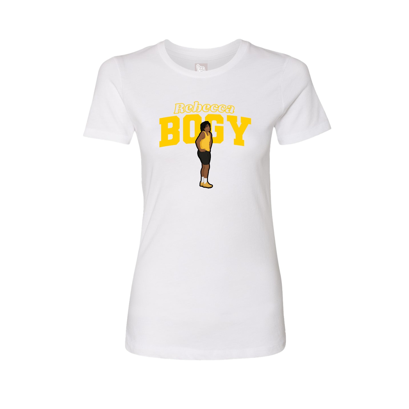 Fitted Women's Tee — Name Arch in White