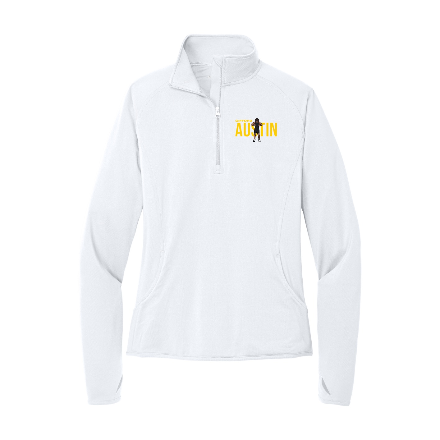 Women's Q-Zip Pullover — Player Name in White