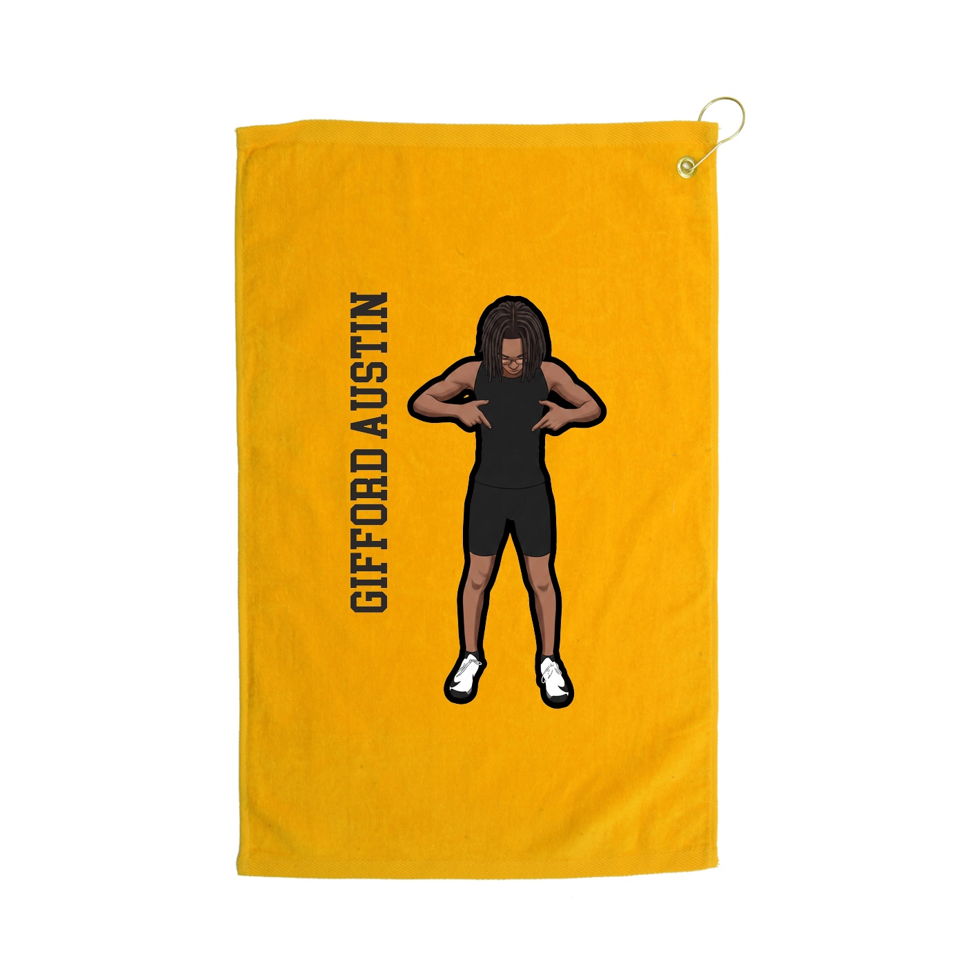 Golf Towel — Name Vertical in Gold