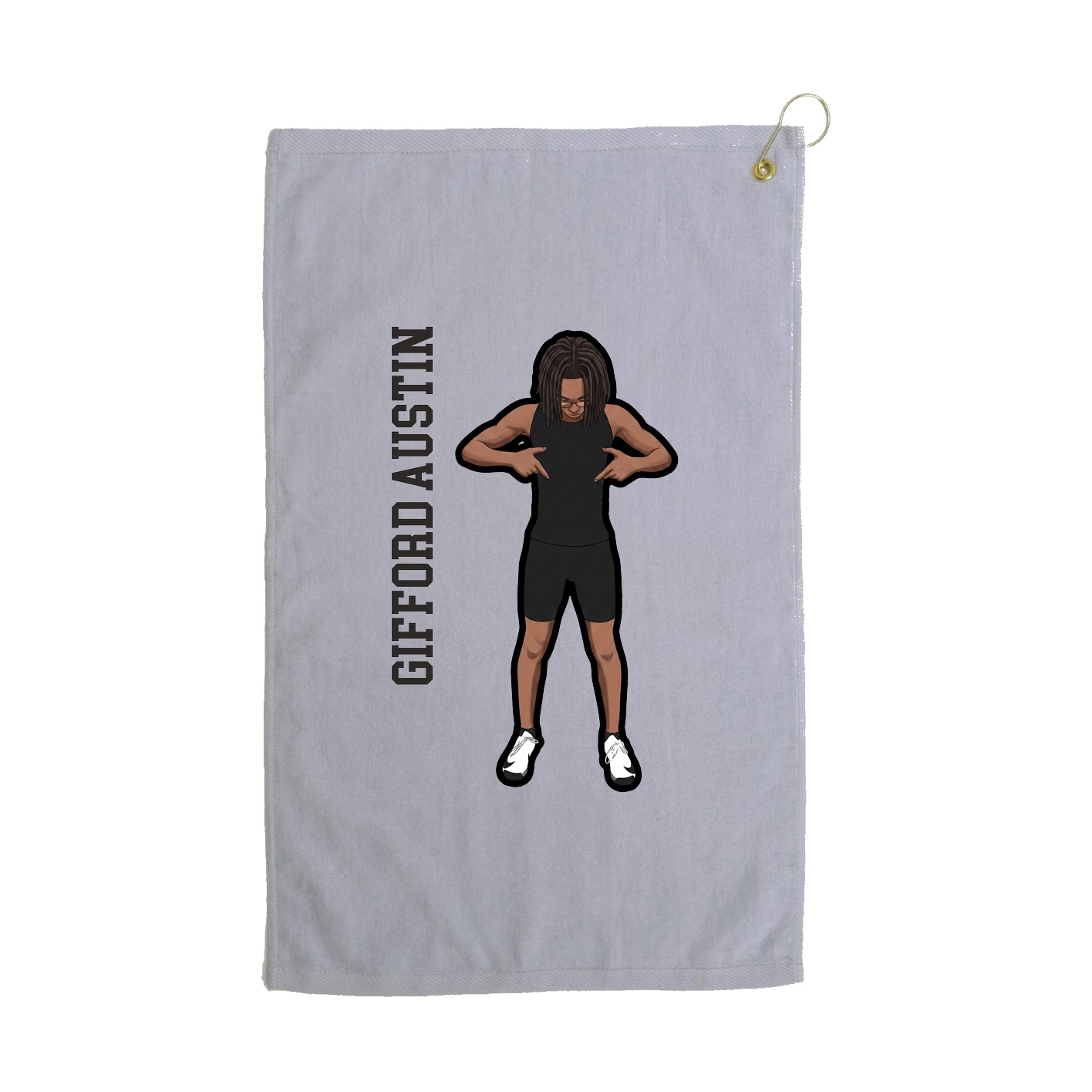 Golf Towel — Name Vertical in Grey