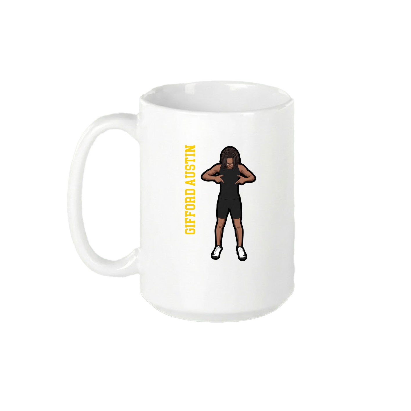 15oz Coffee Mug — Name Vertical in White