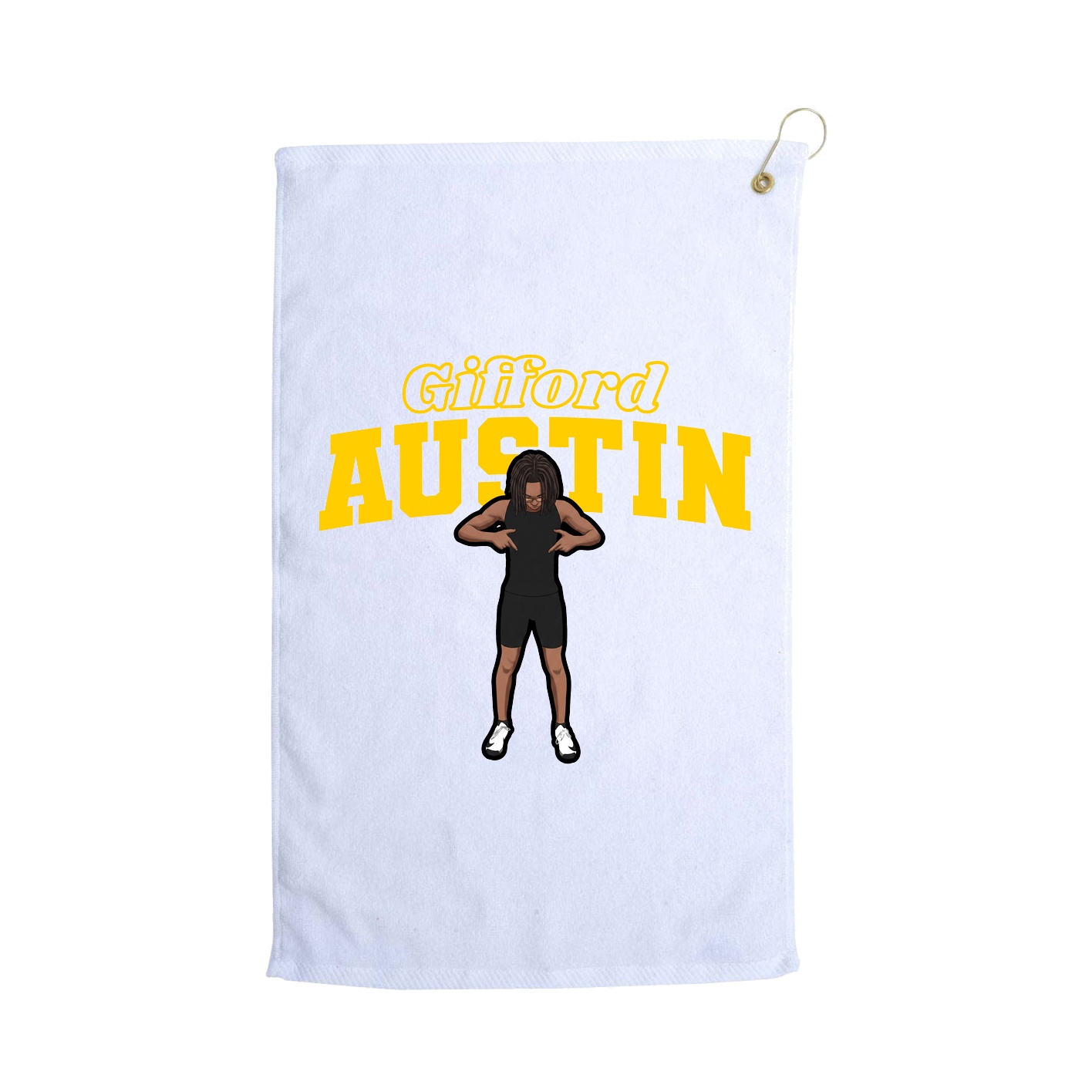 Golf Towel — Name Arch in White