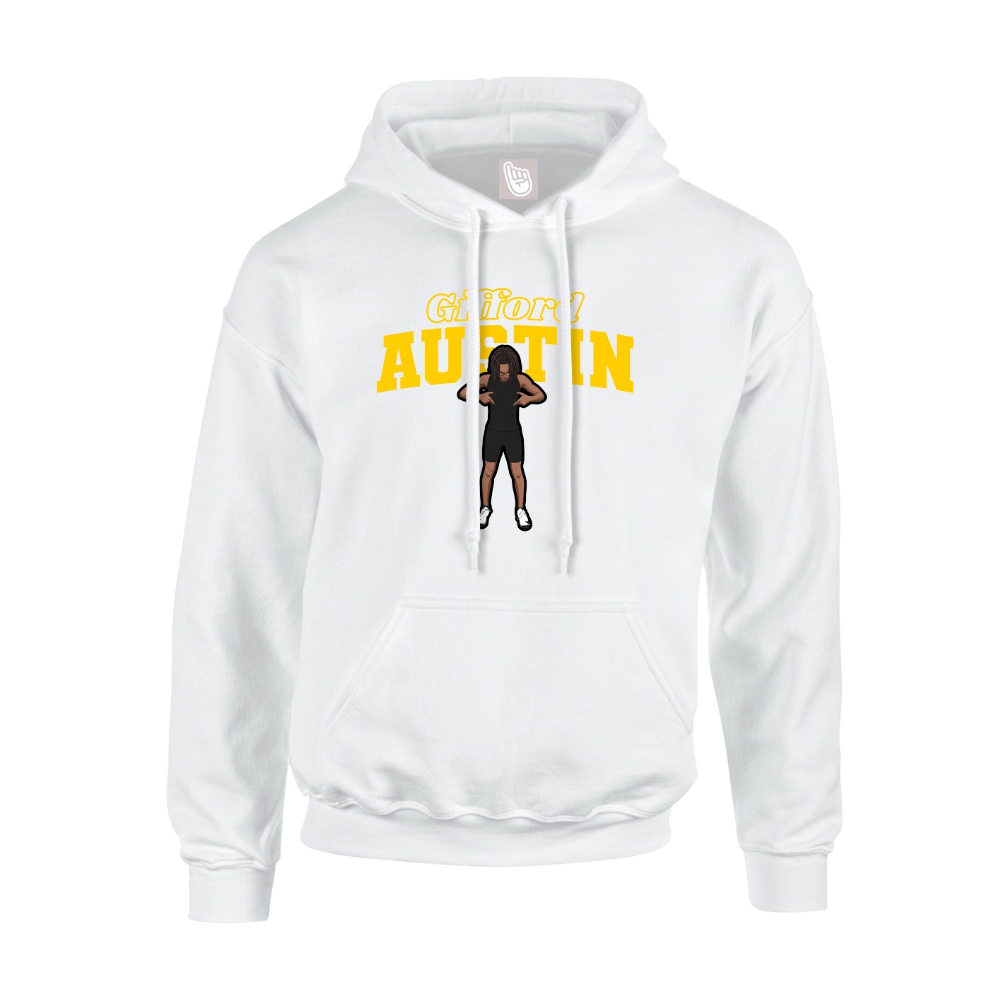 Youth Hoodie — Name Arch in White