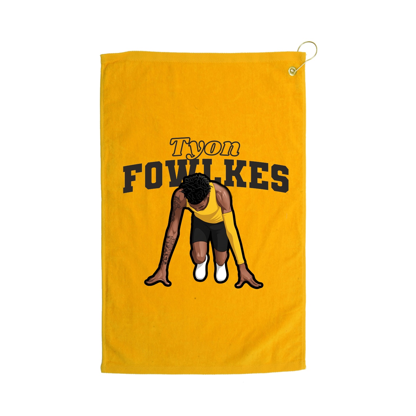 Golf Towel — Name Arch in Gold