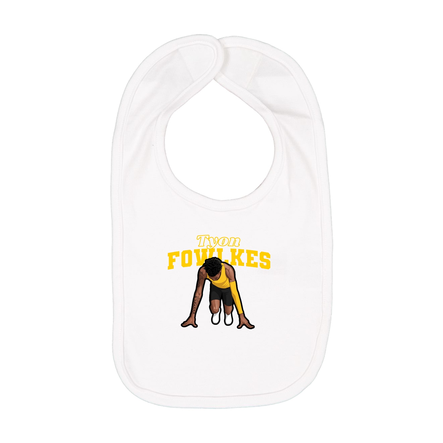 Infant Bib — Name Arch in White