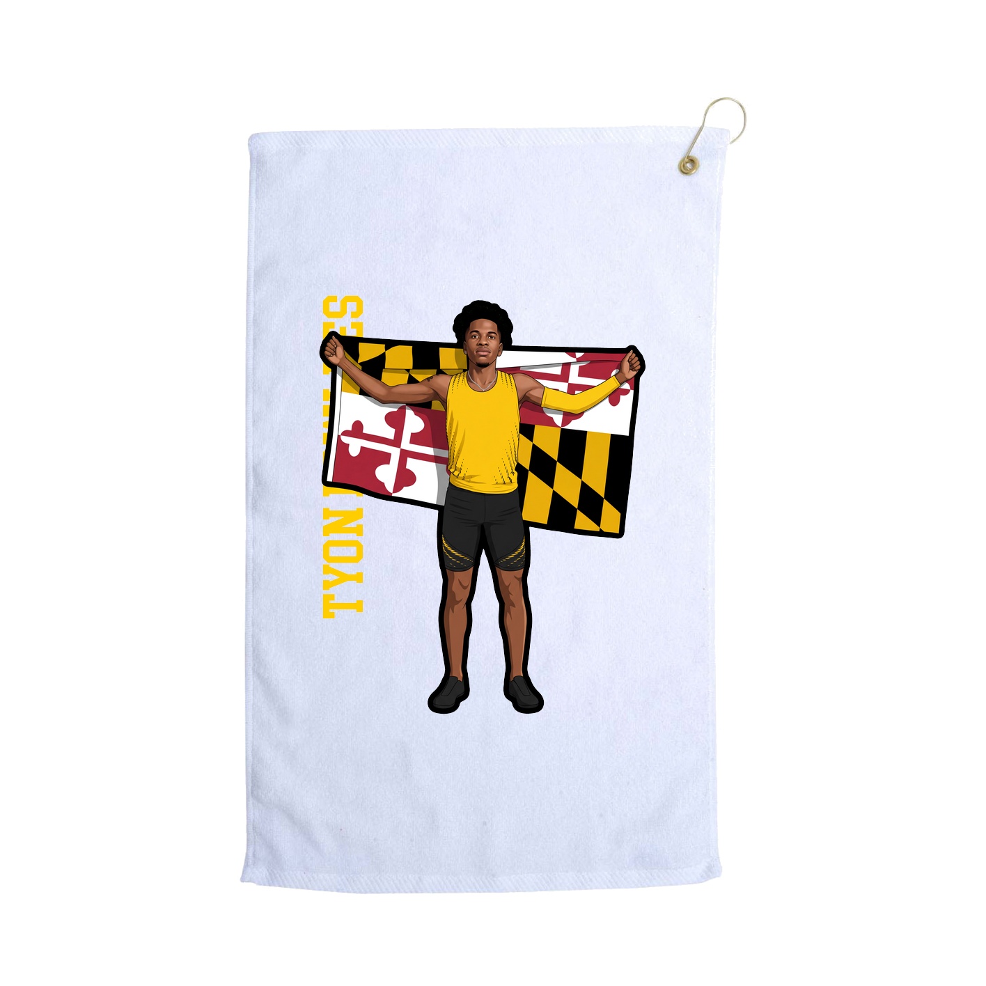 Golf Towel — Name Vertical in White
