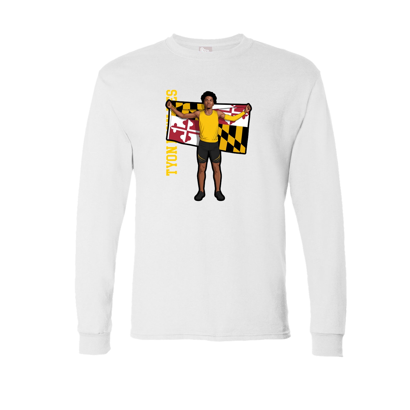 Long Sleeve Tee — Name Vertical in White