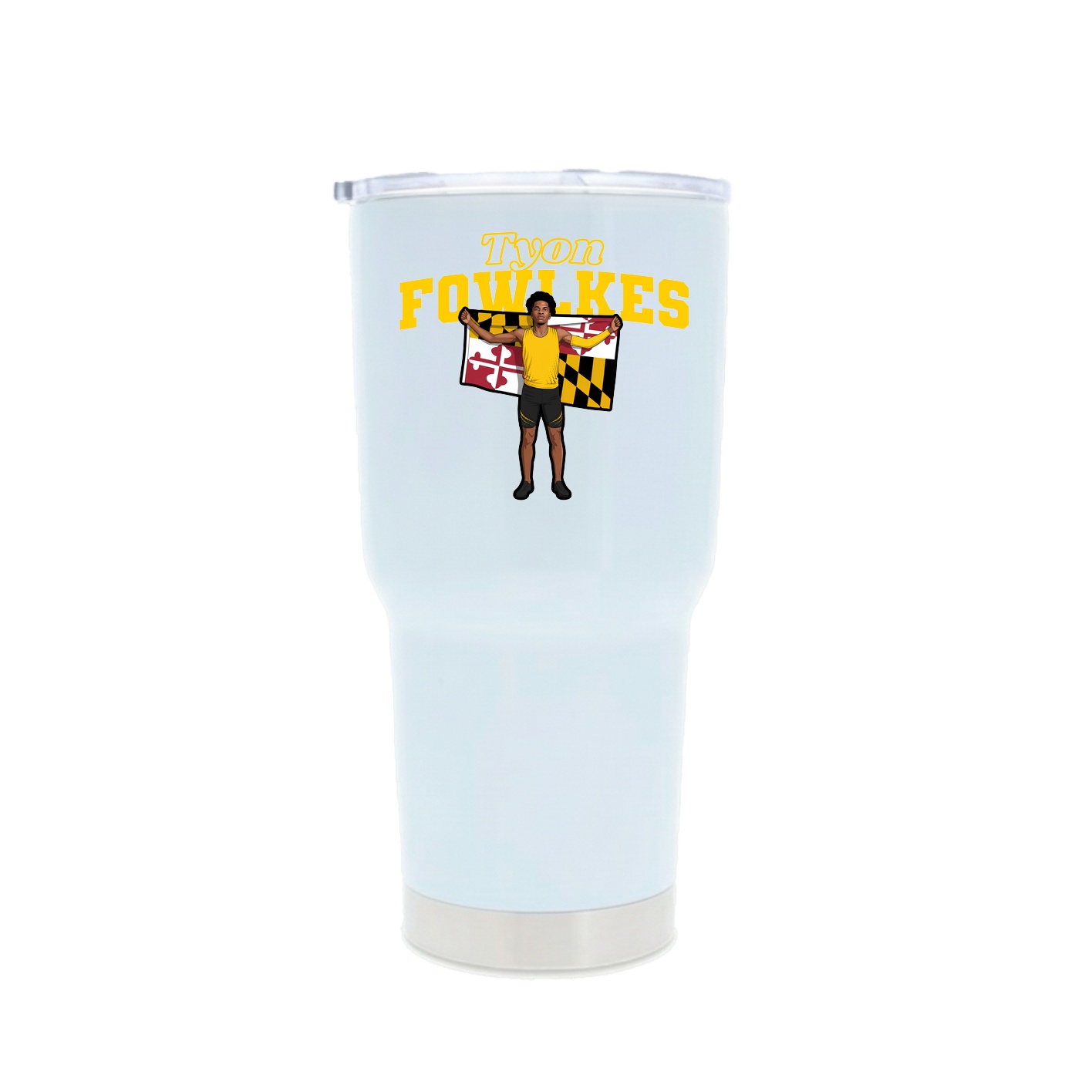 30oz Stainless Steel Tumbler — Name Arch in White