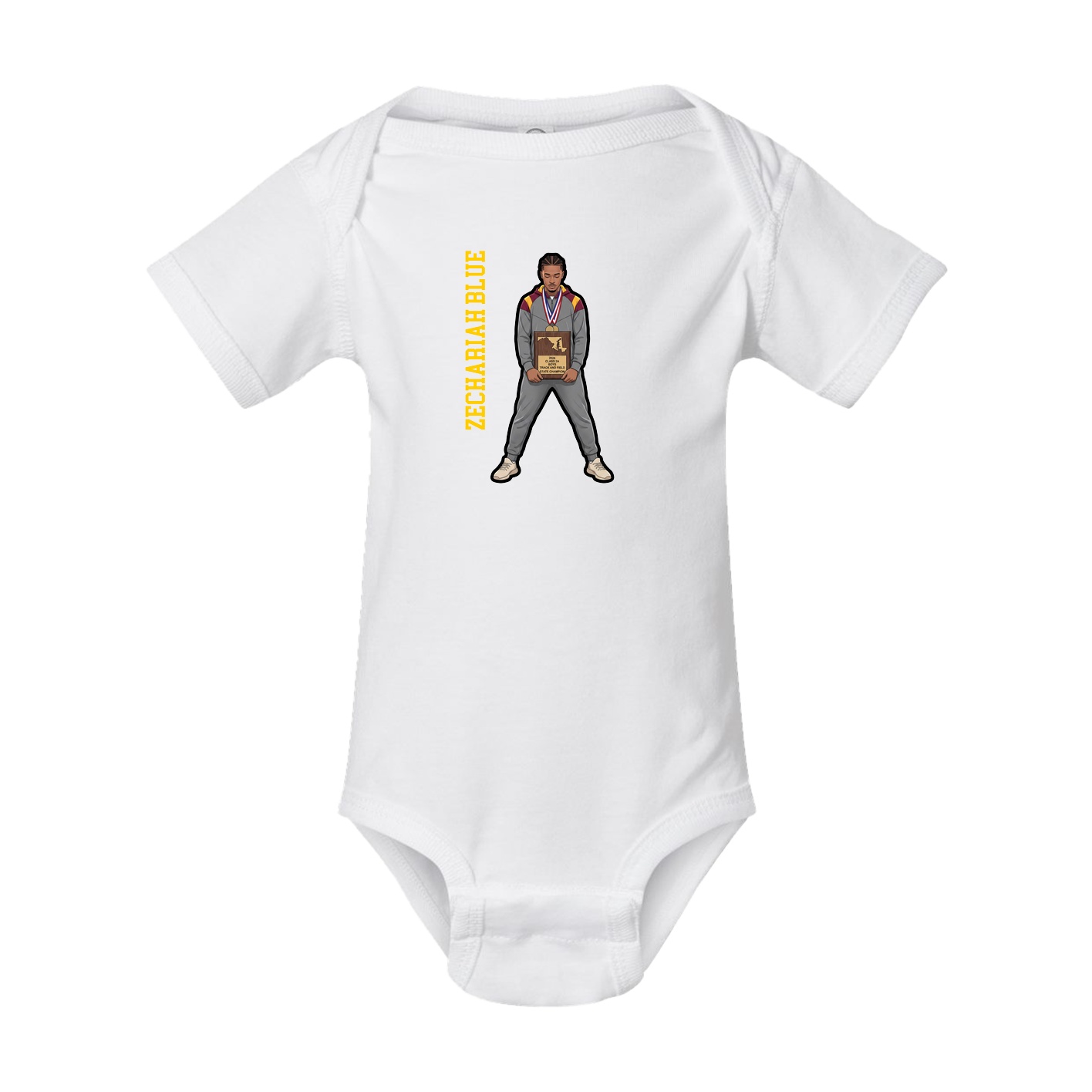 Baby Onesie — Name Vertical in White