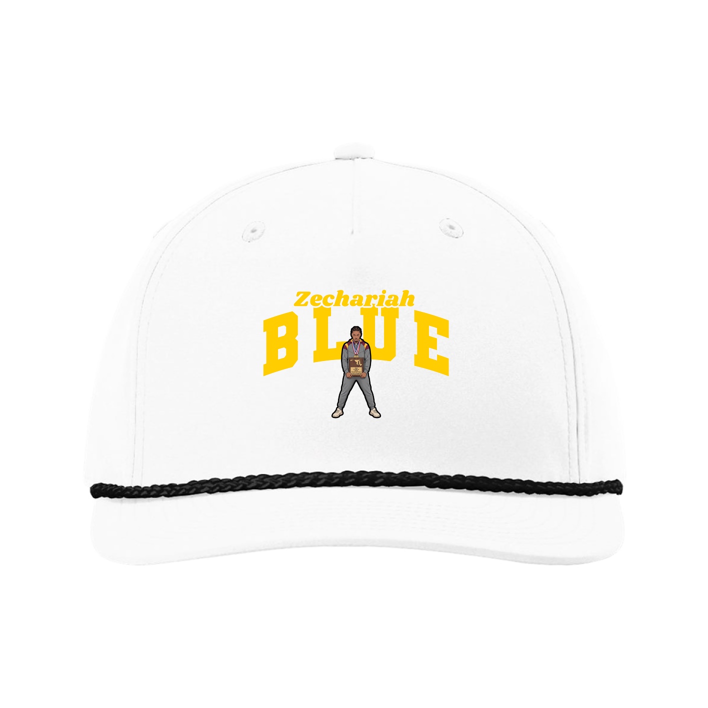 Five-Panel Classic Rope Cap — Signature Arch in White