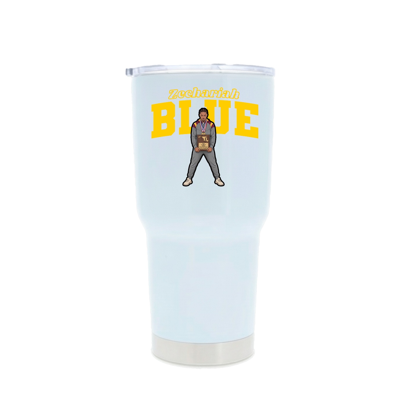 30oz Stainless Steel Tumbler — Name Arch in White