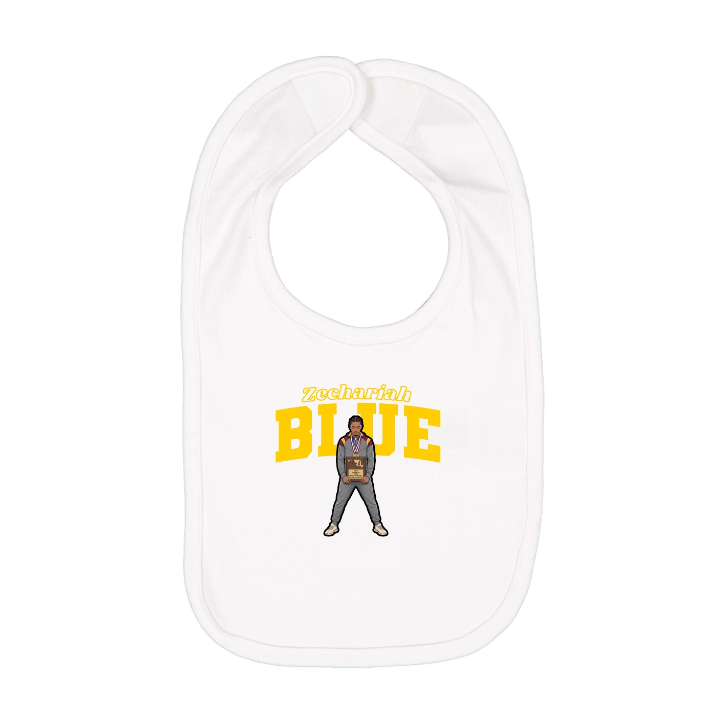 Infant Bib — Name Arch in White