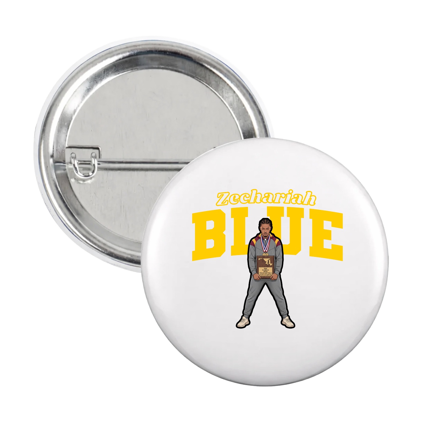 Game Day Button — Name Arch in White