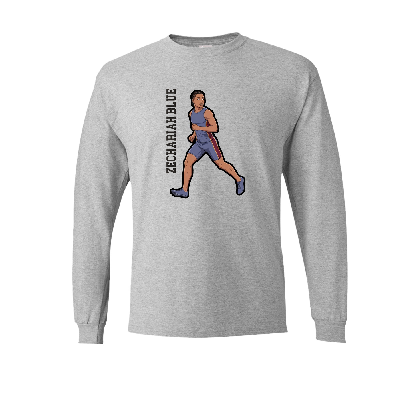 Long Sleeve Tee — Name Vertical in Grey