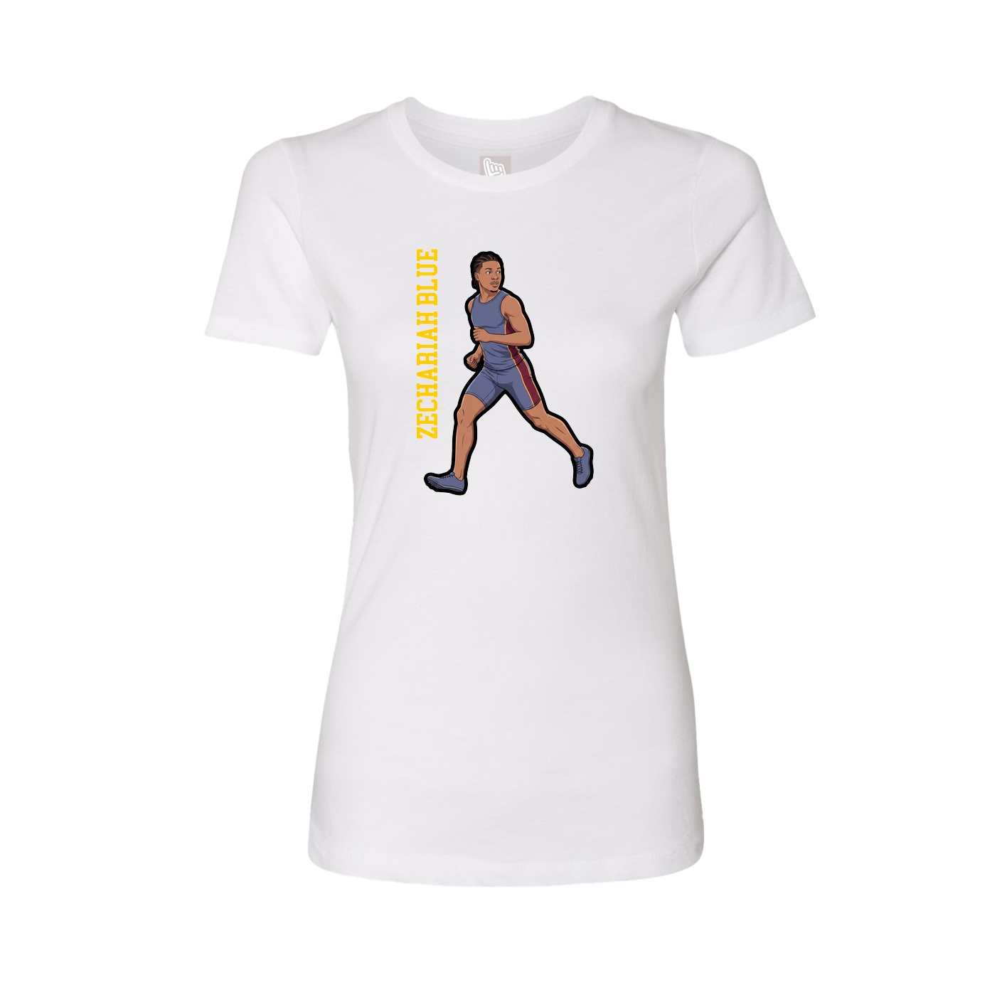 Fitted Women's Tee — Name Vertical in White