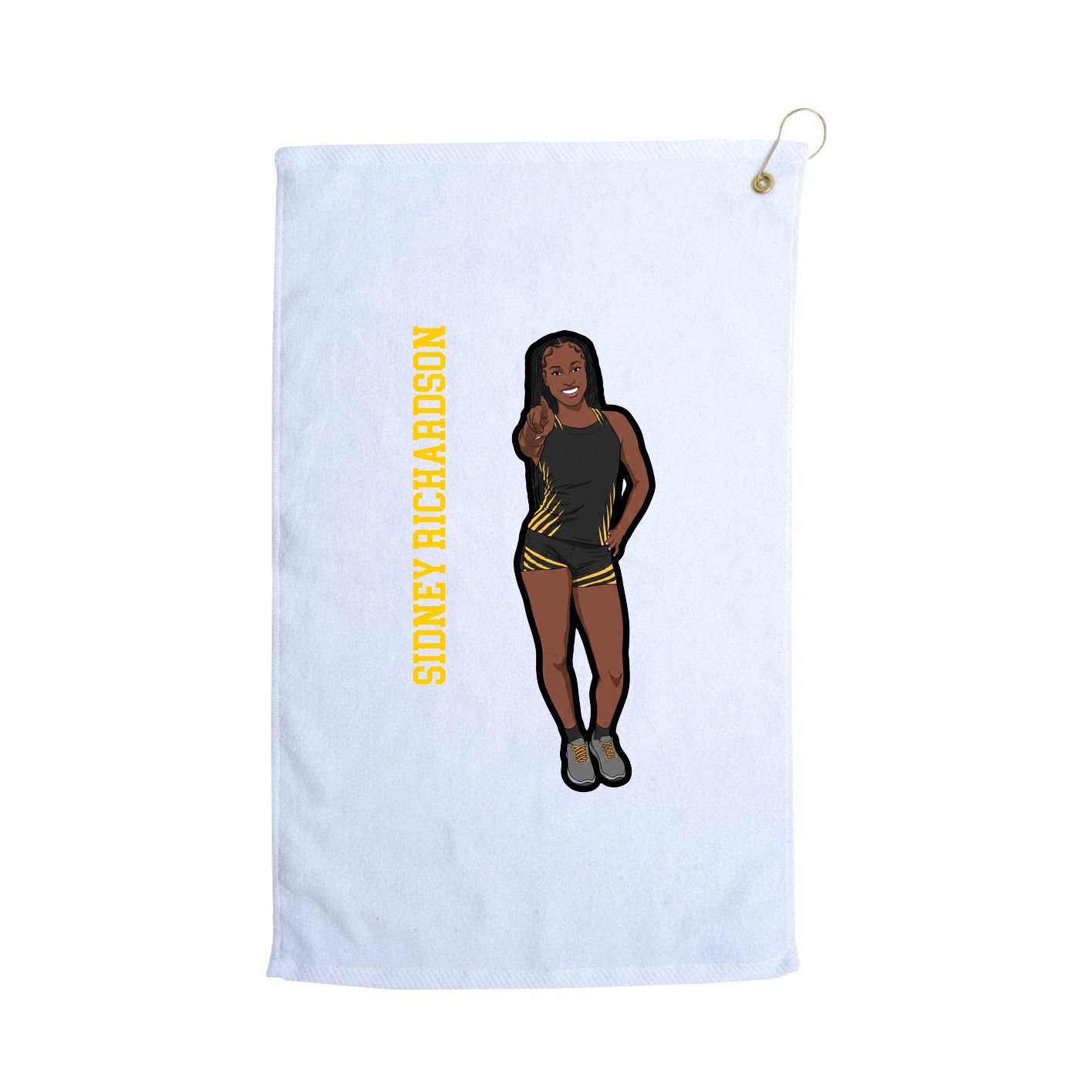 Golf Towel — Name Vertical in White