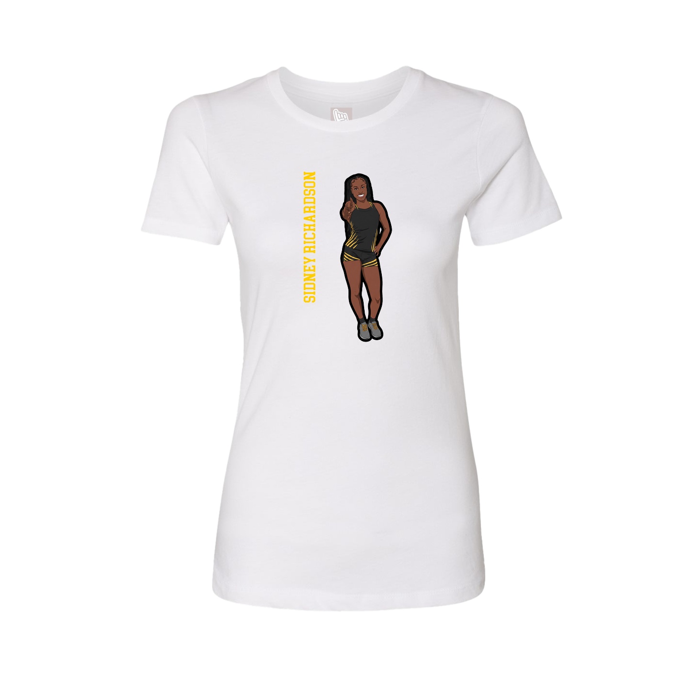 Fitted Women's Tee — Name Vertical in White