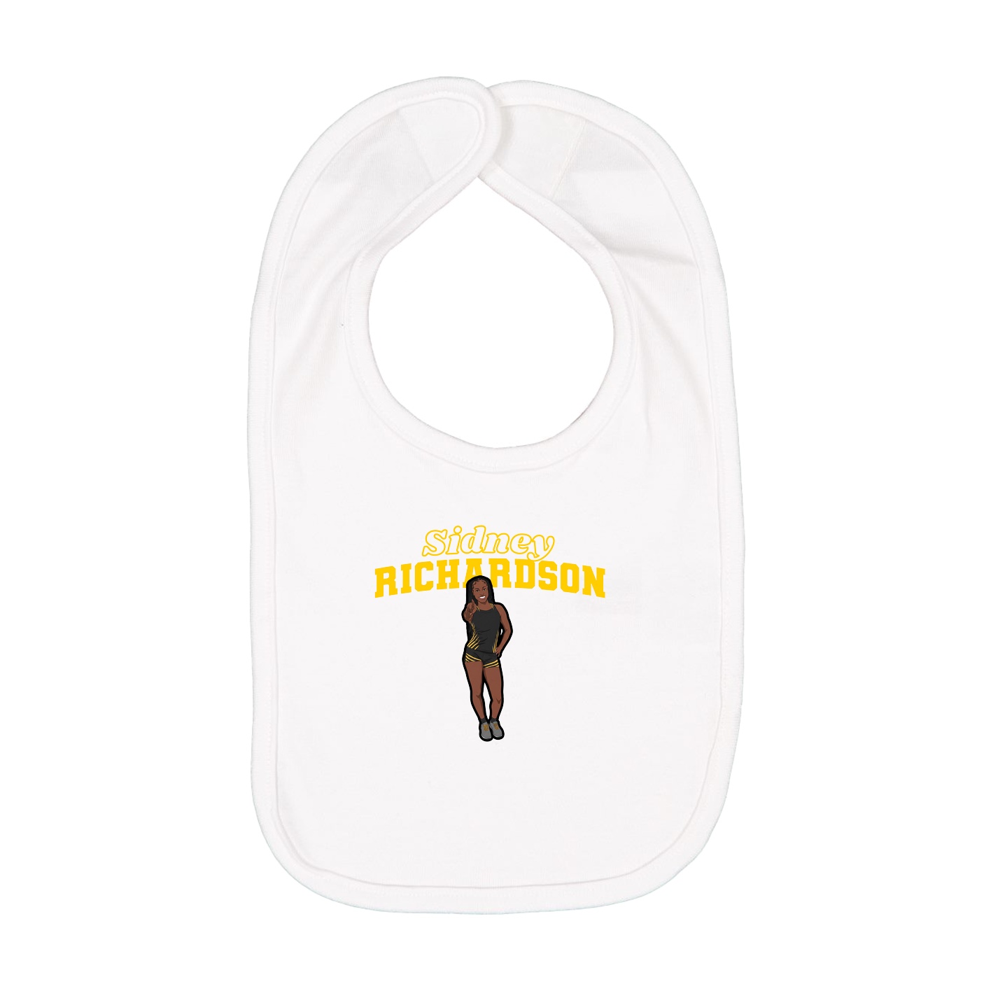 Infant Bib — Name Arch in White