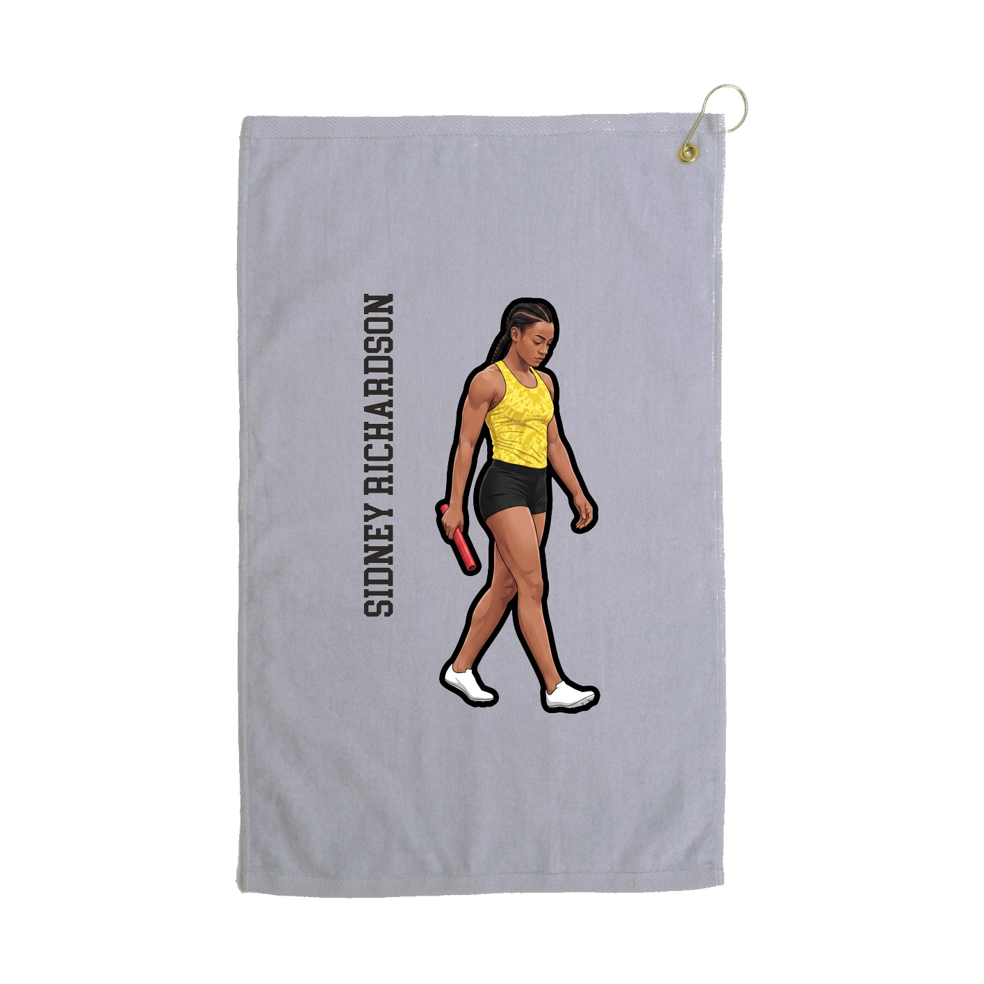 Golf Towel — Name Vertical in Grey