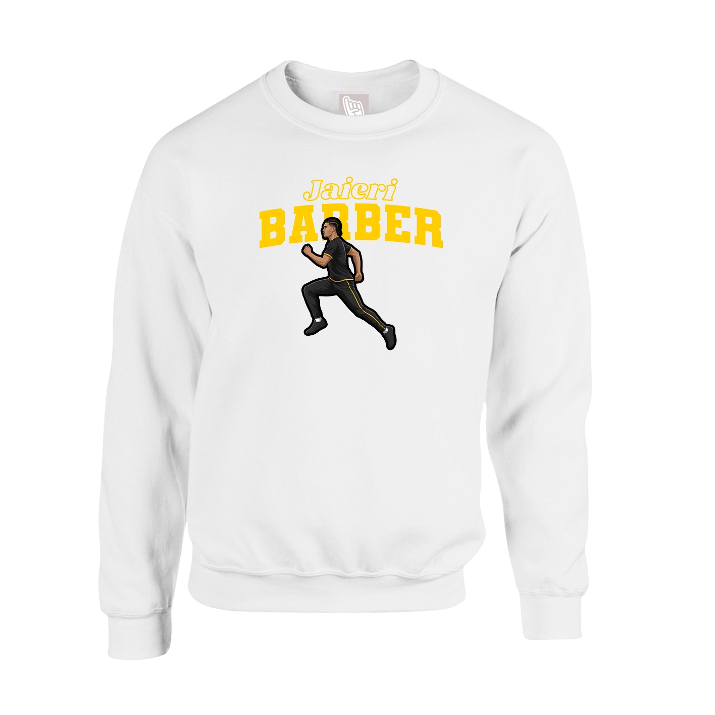 Fleece Crew — Name Arch in White
