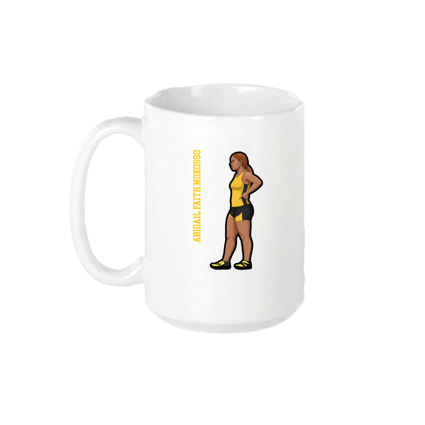 15oz Coffee Mug — Name Vertical in White