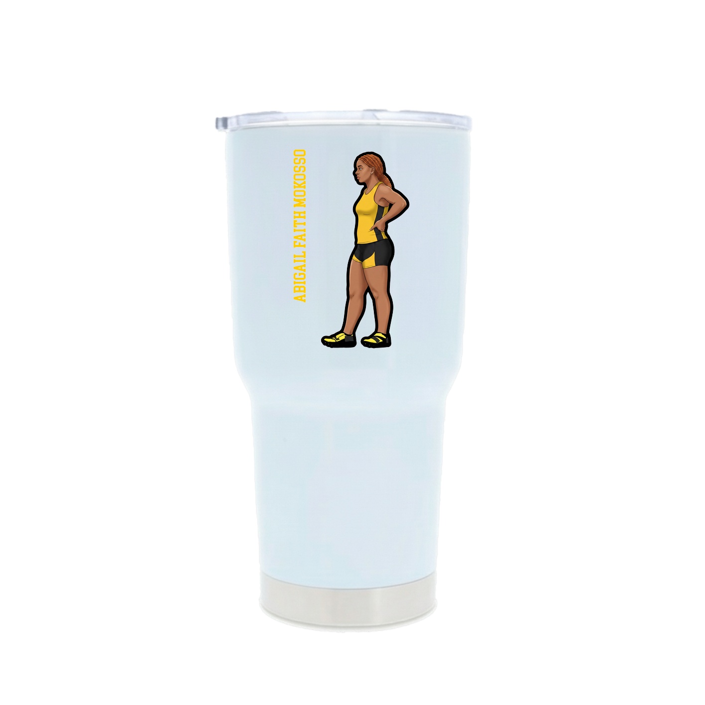 30oz Stainless Steel Tumbler — Name Vertical in White