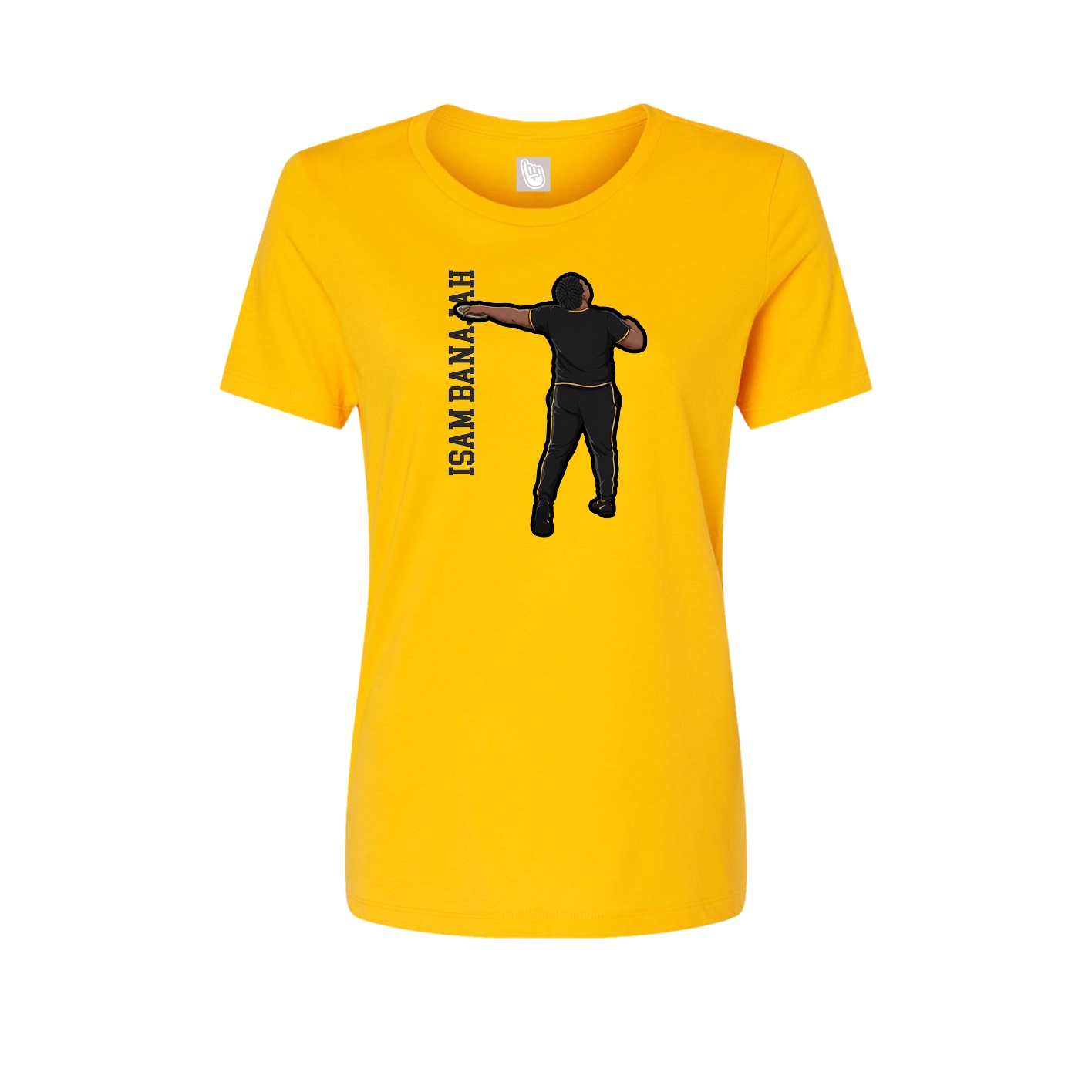 Fitted Women's Tee — Name Vertical in Gold