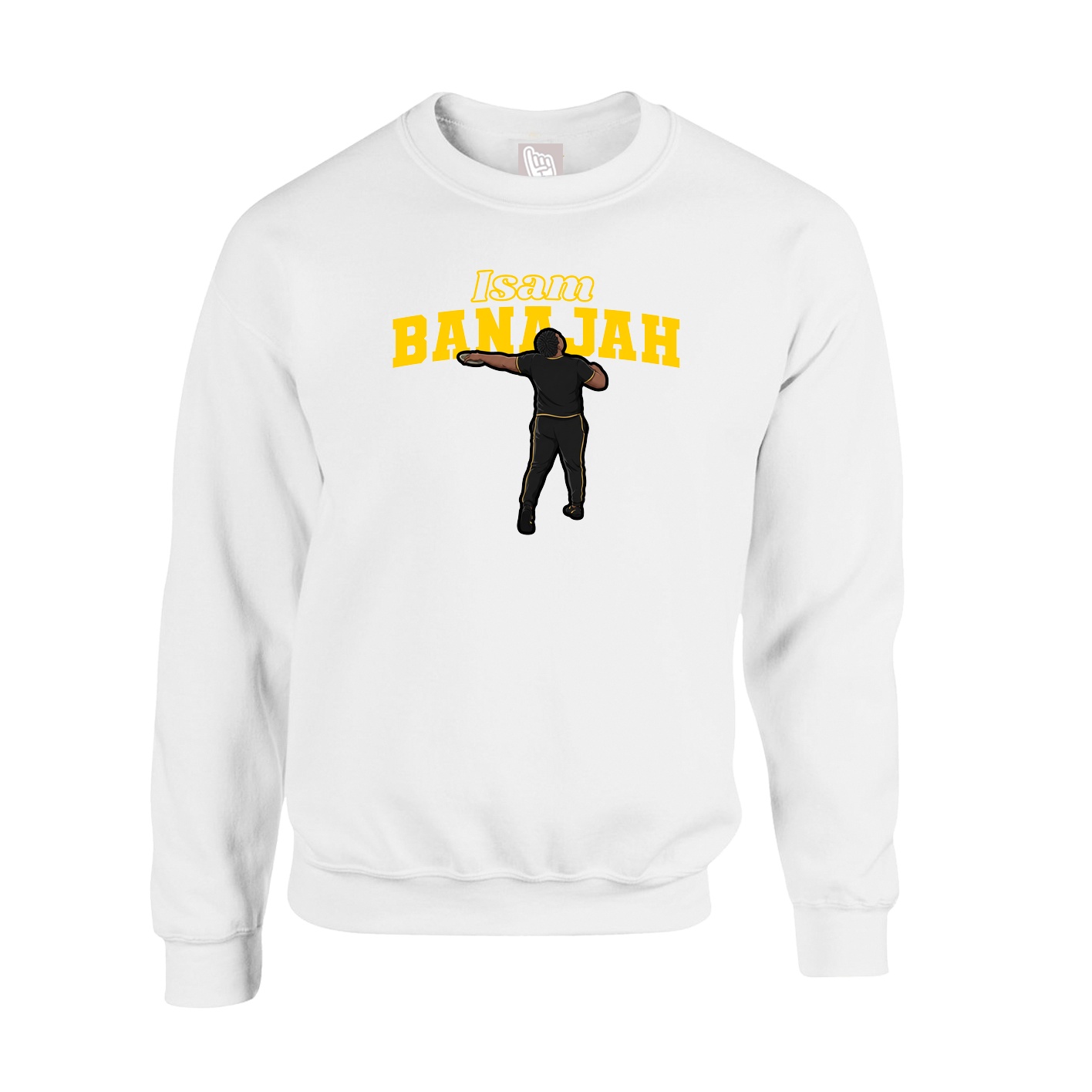 Fleece Crew — Name Arch in White