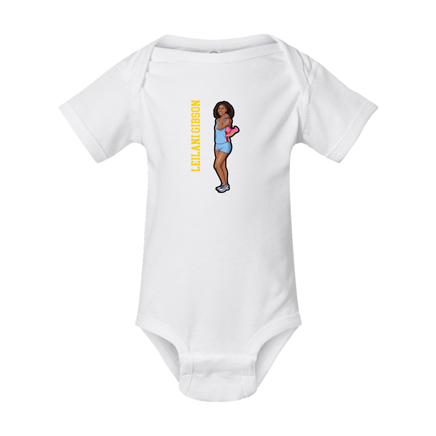 Baby Onesie — Name Vertical in White