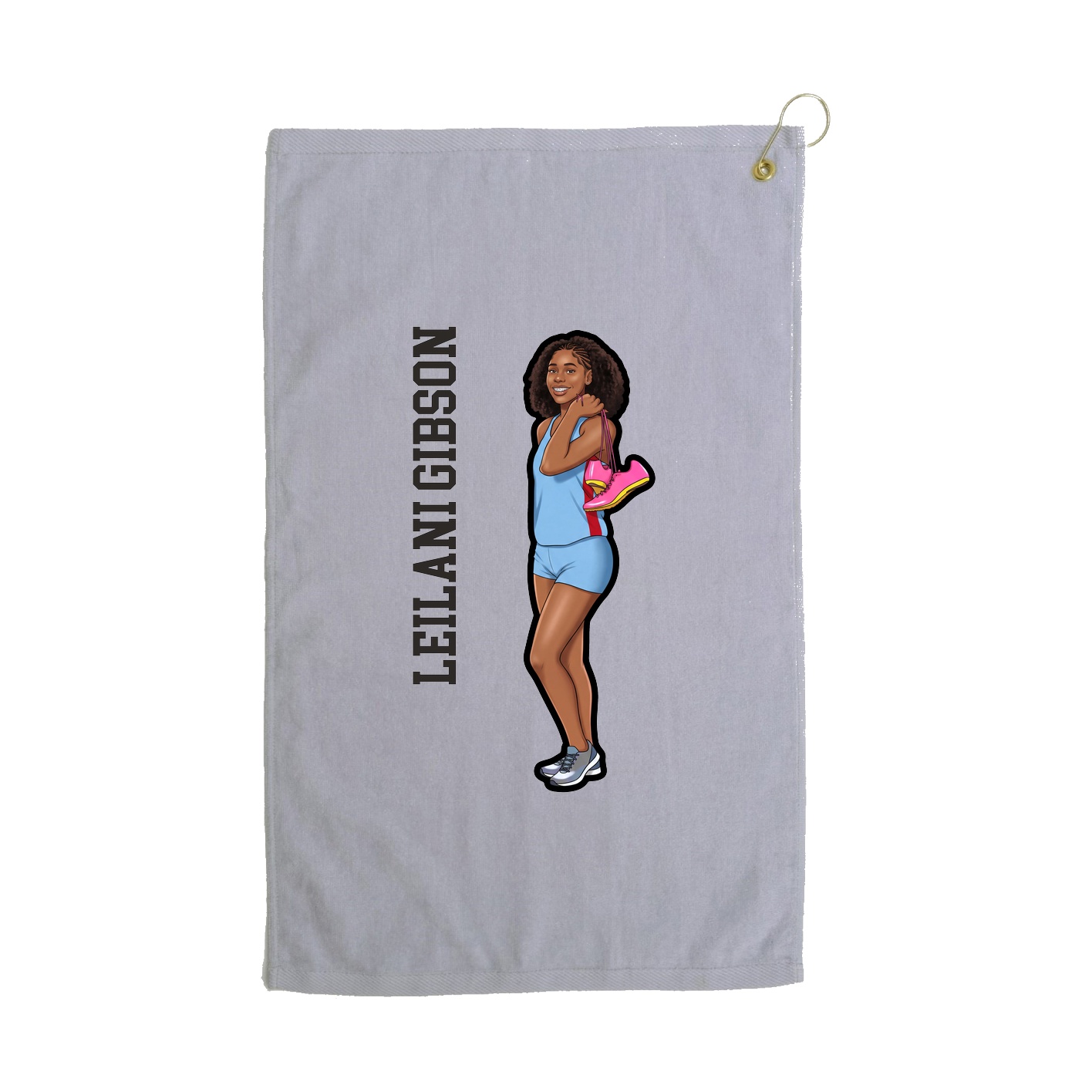 Golf Towel — Name Vertical in Grey