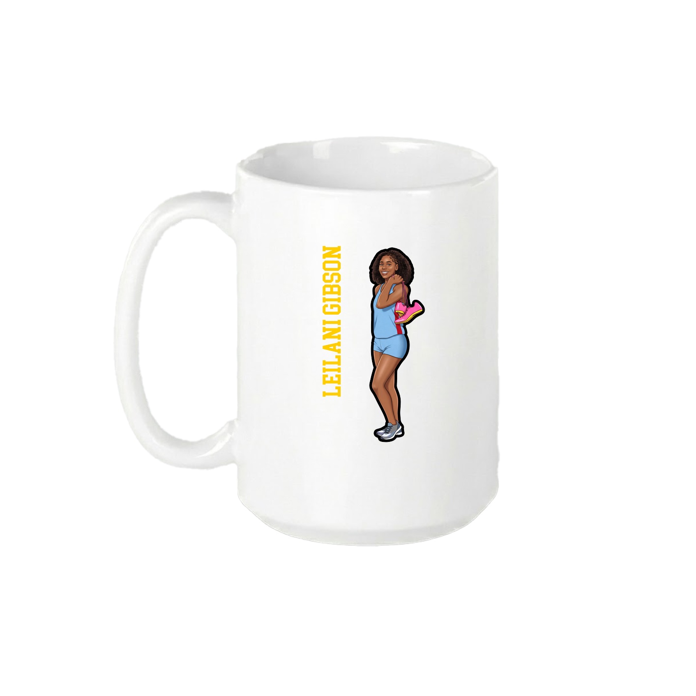 15oz Coffee Mug — Name Vertical in White